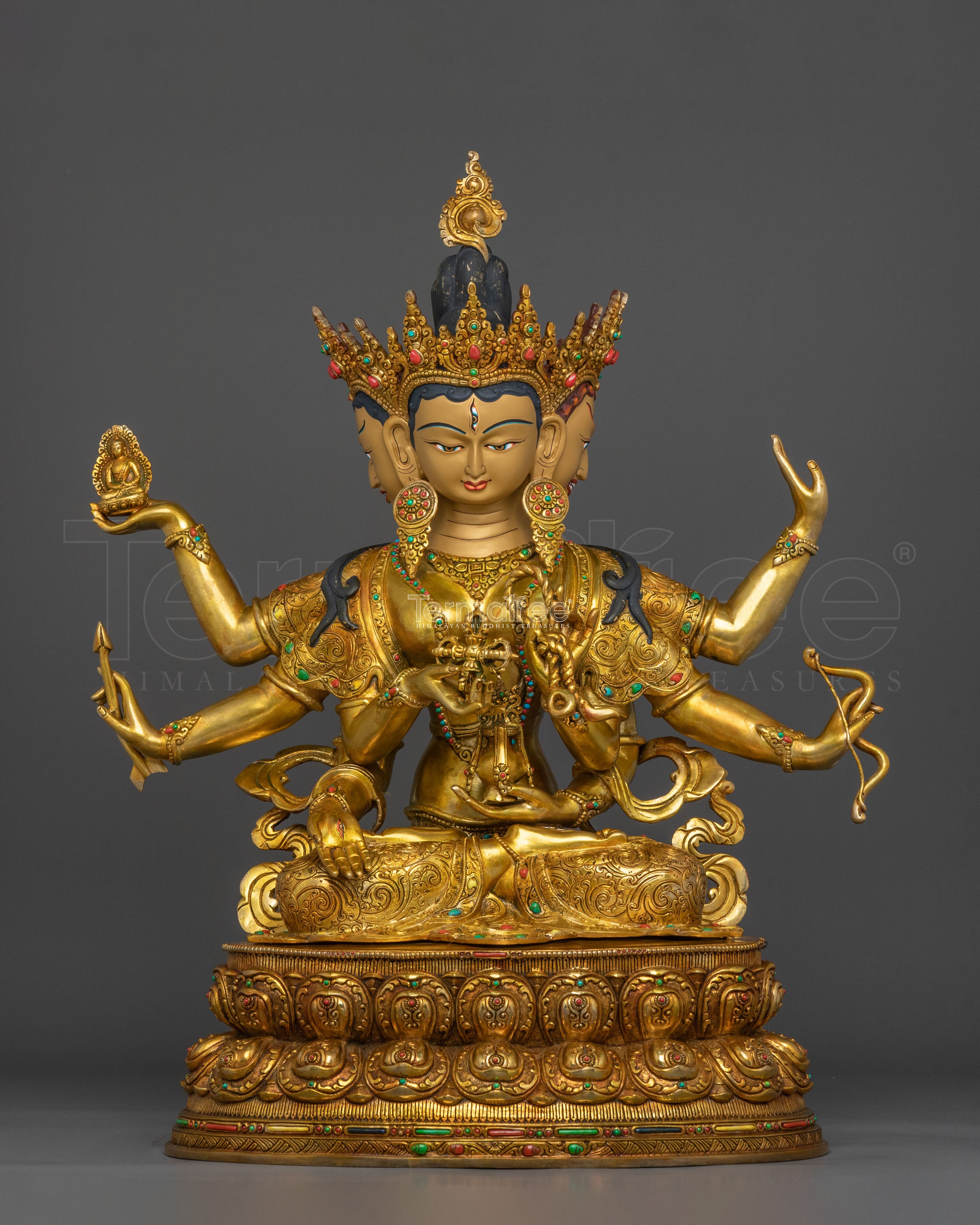 Sacred Namgyalma Sculpture: 24K Gold Gilded