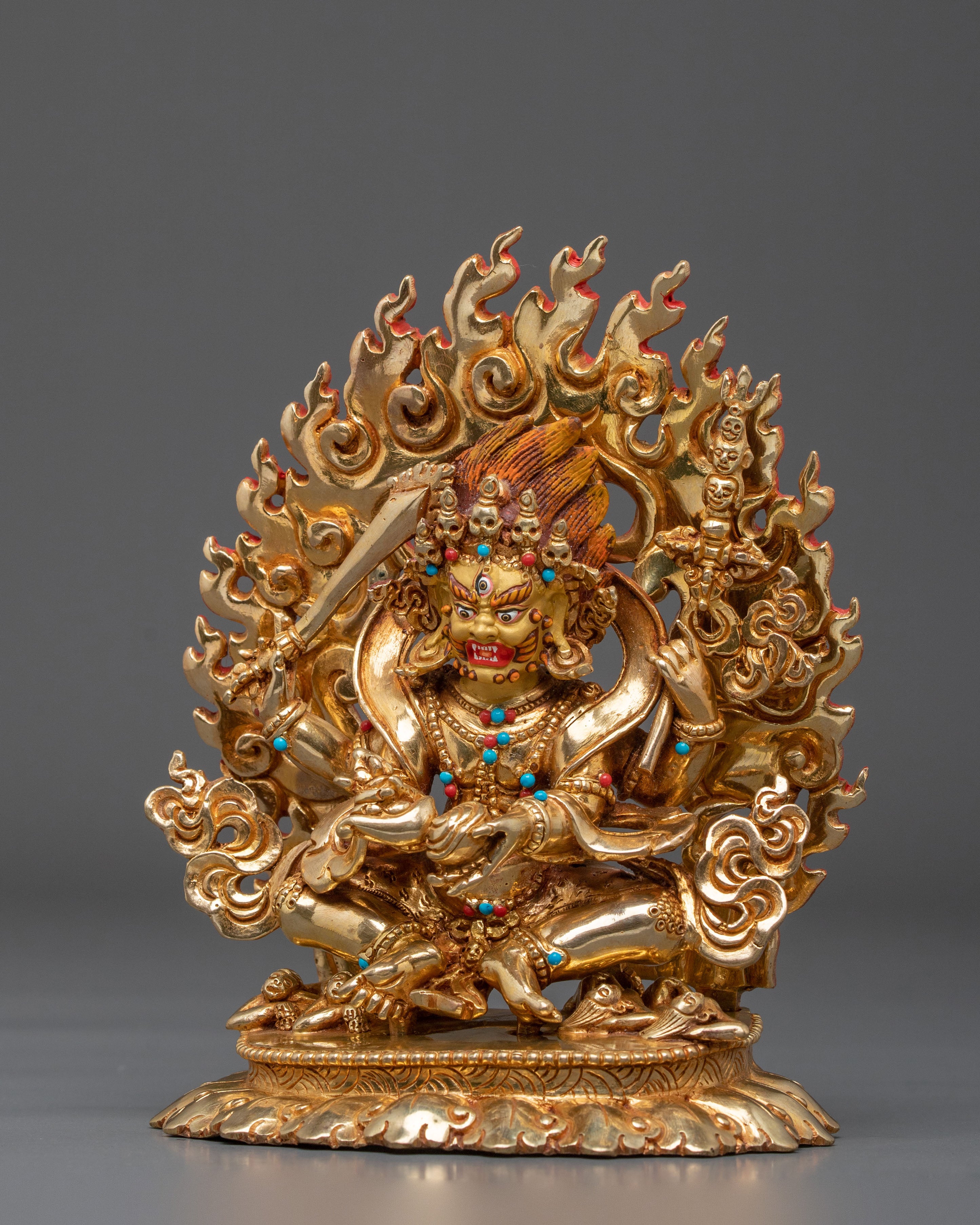 Four-Armed Mahakala Statue: Wrathful Protector of Dharma