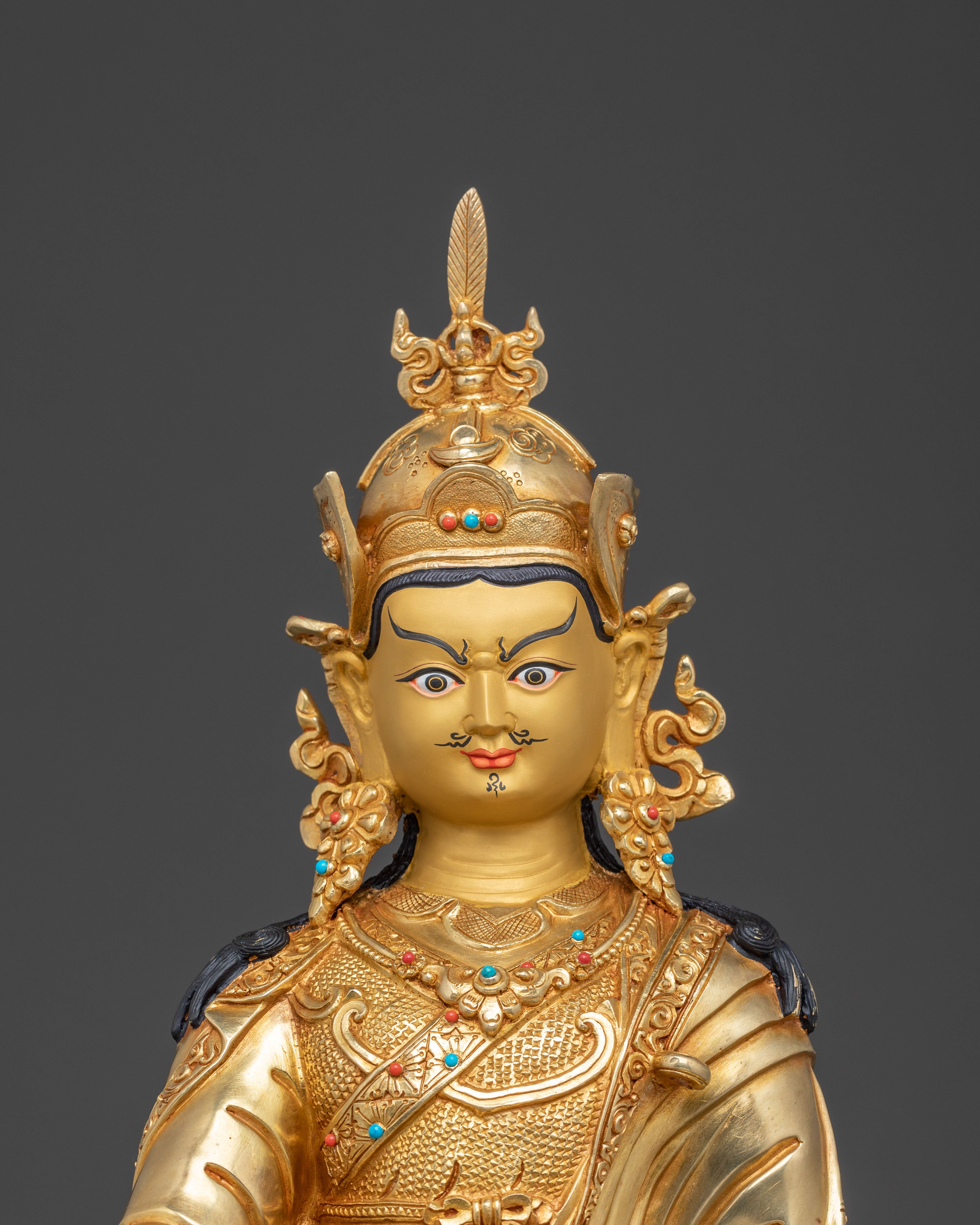 Guru Rinpoche Sacred Statue: Hand-Gilded Serenity