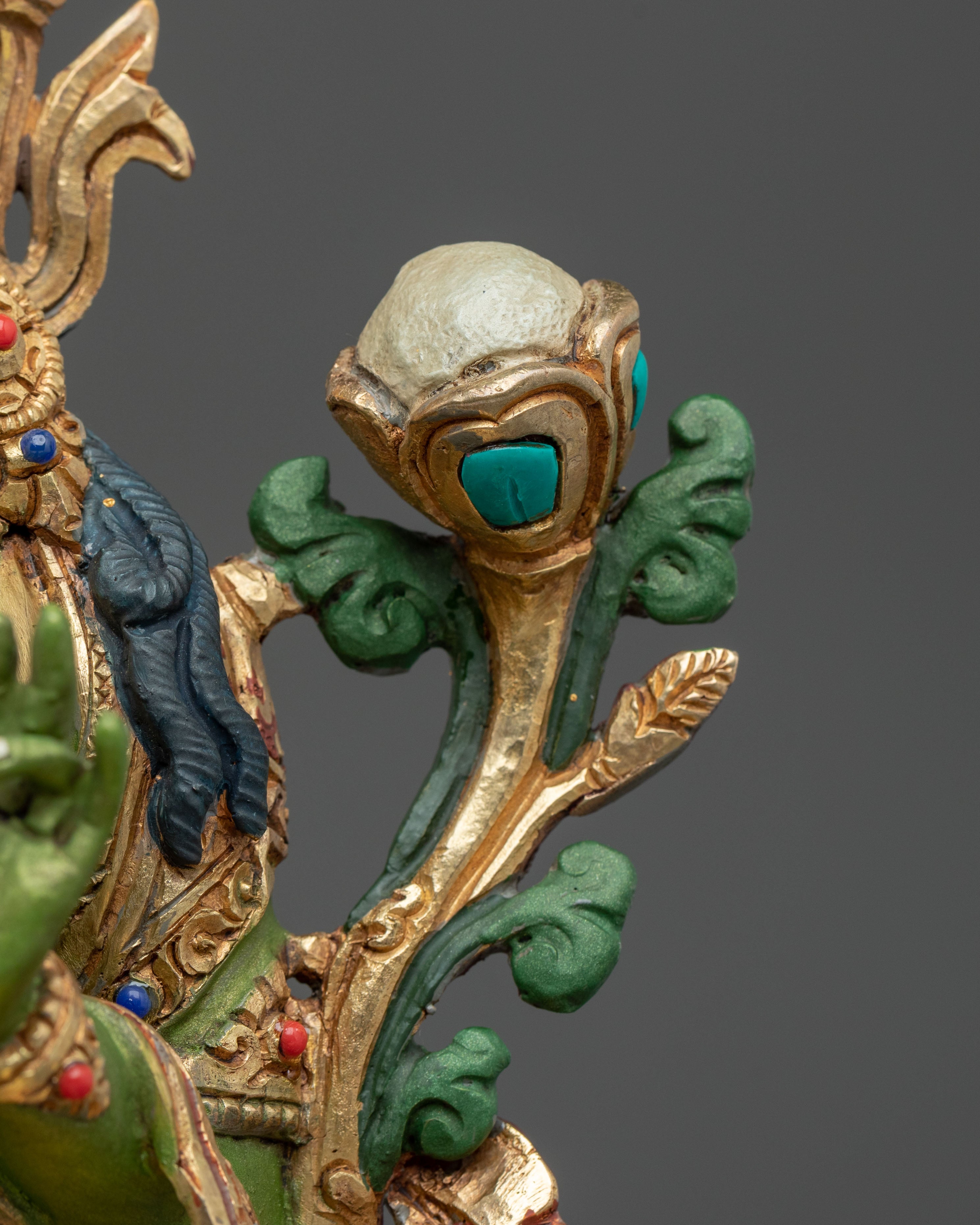 Green Tara 24K Gold Gilded Statue | Goddess of Compassion and Protection