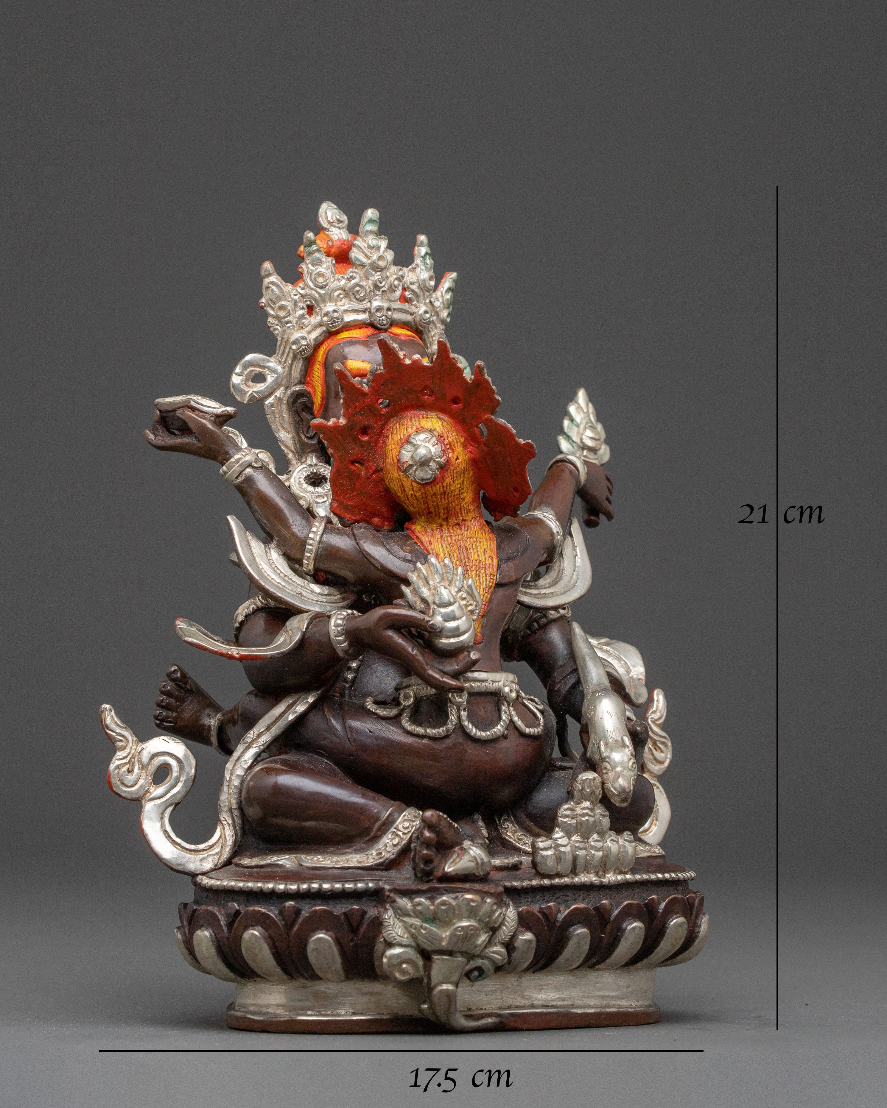 Handcrafted Statue of Red Dzambhala: Oxidized Copper Form