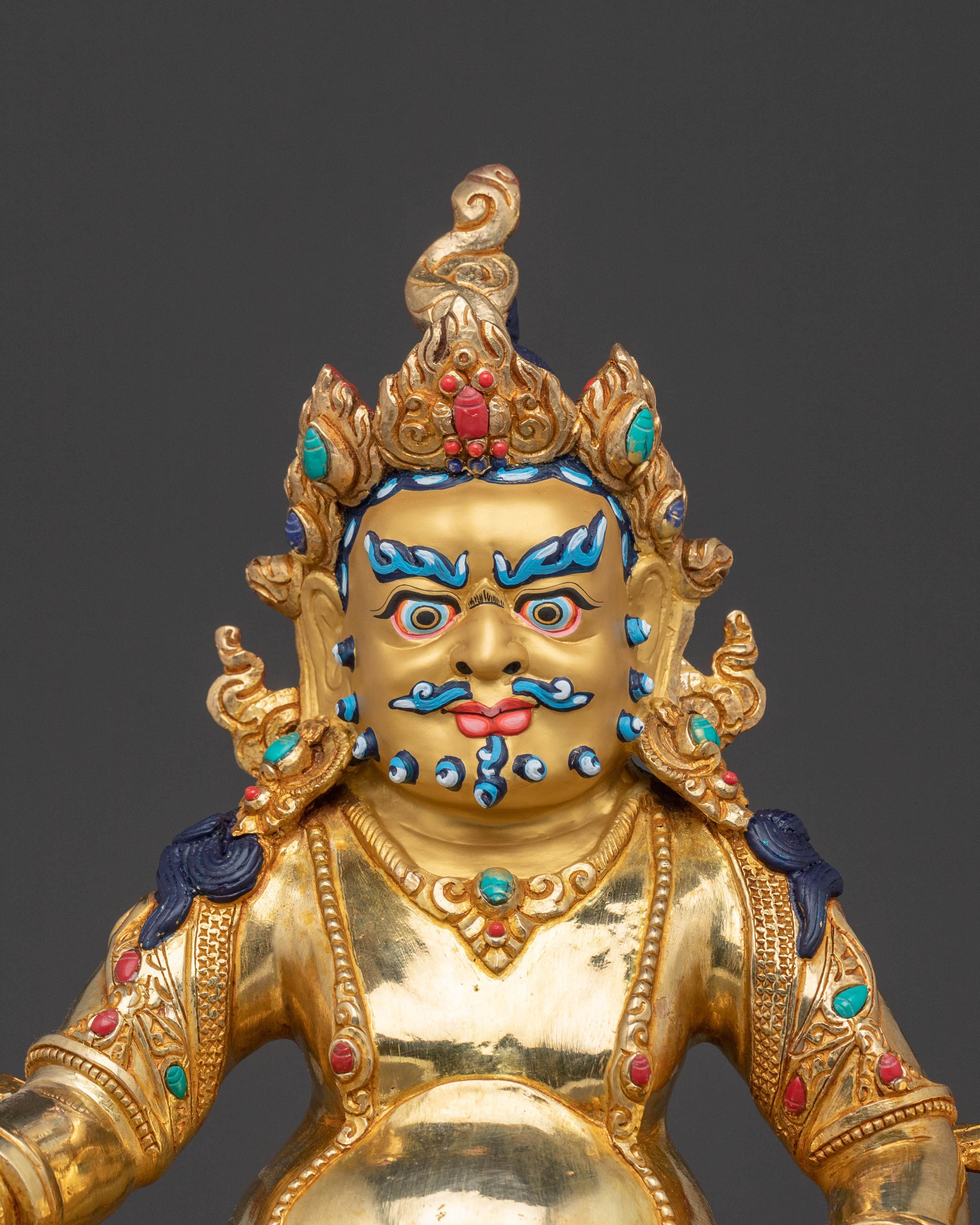 Handcrafted Dzambhala Blessing Statue – 24K Gold Gilded Copper Statue