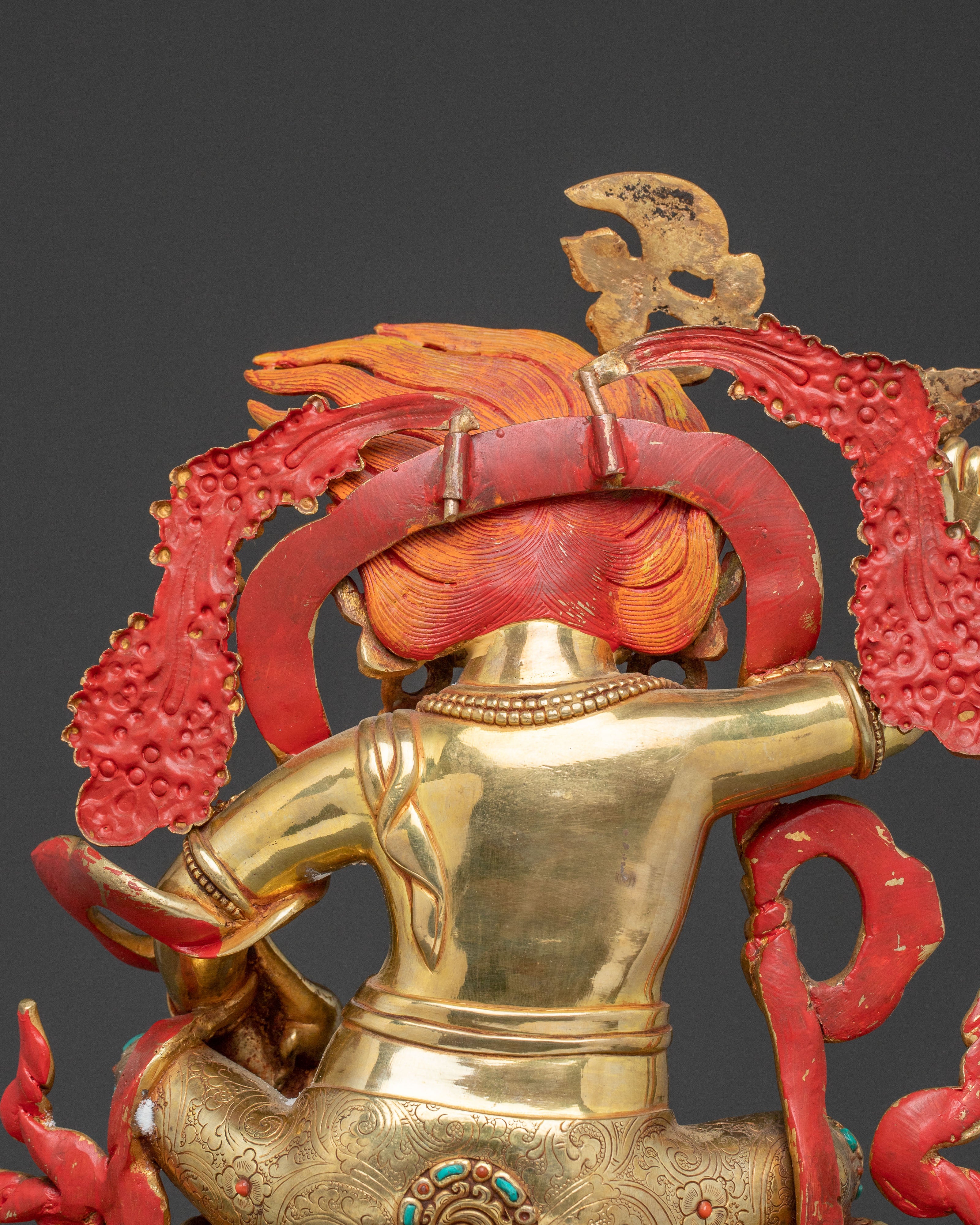 Wealth Deity White Dzambhala Handcrafted Statue - 24K Gold Gilded