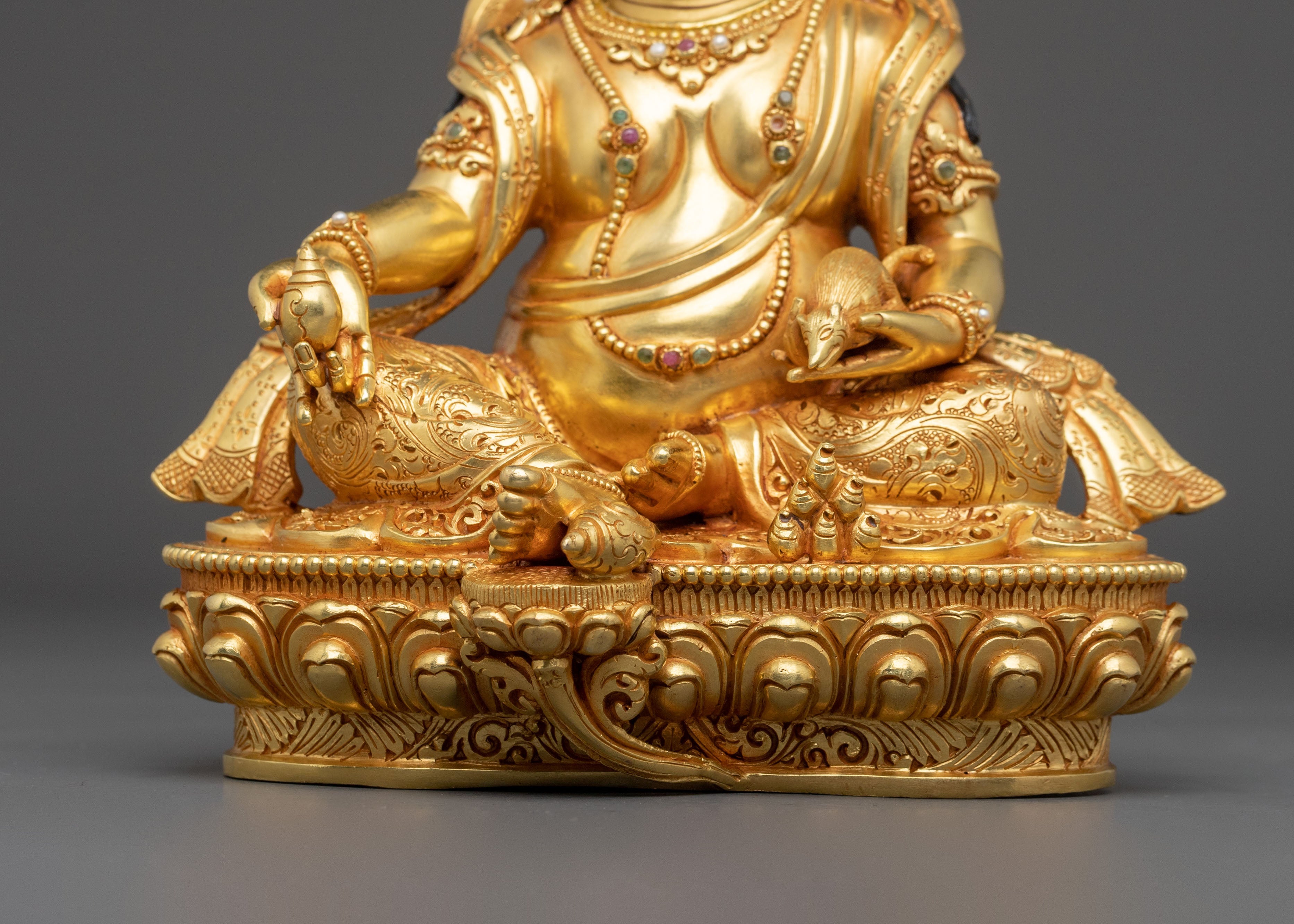 Dzambhala Lord of Prosperity Statue: 24K Gold Gilded