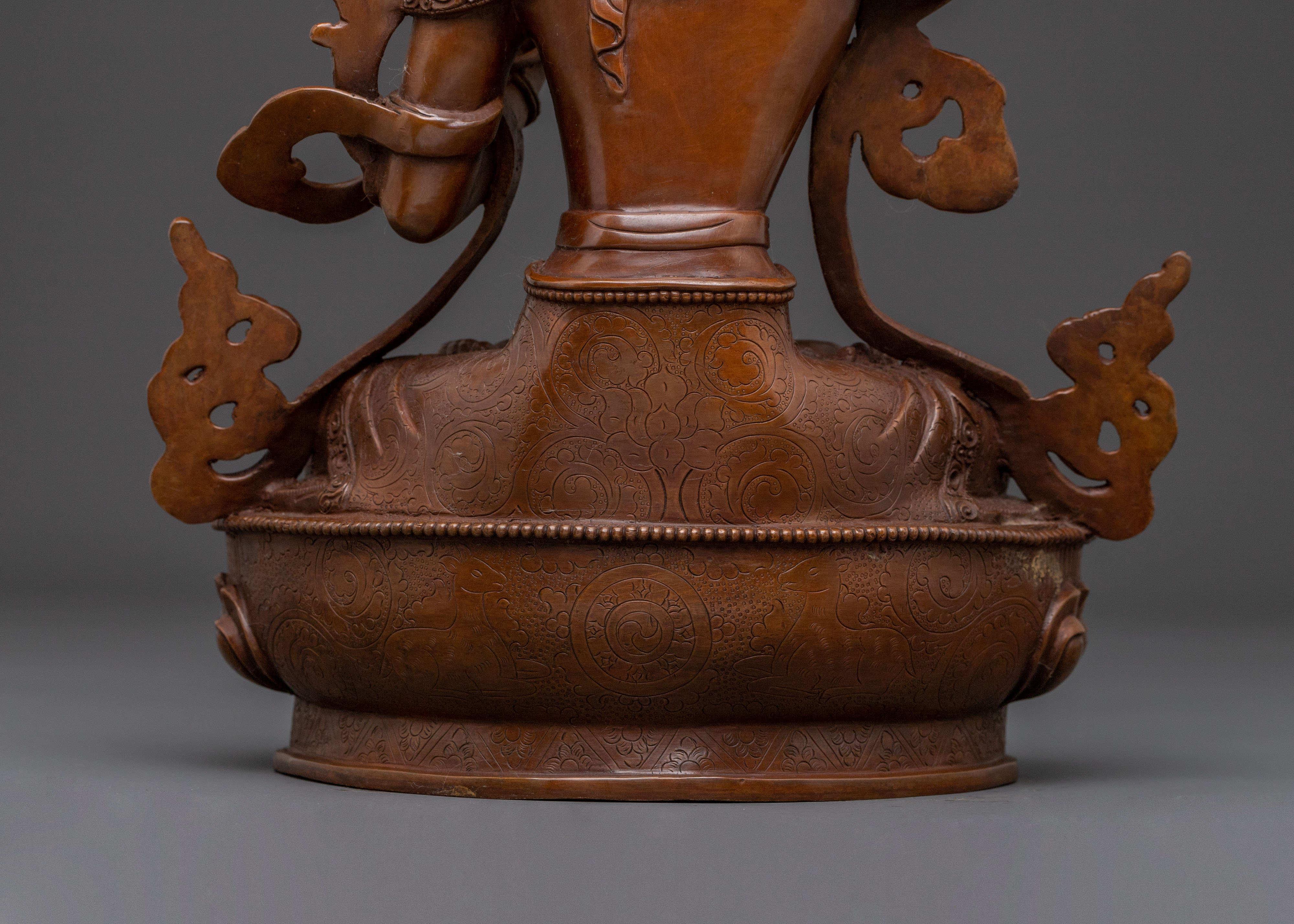 Manjushri Bodhisattva Statue for Altar - Oxidized Copper Finish