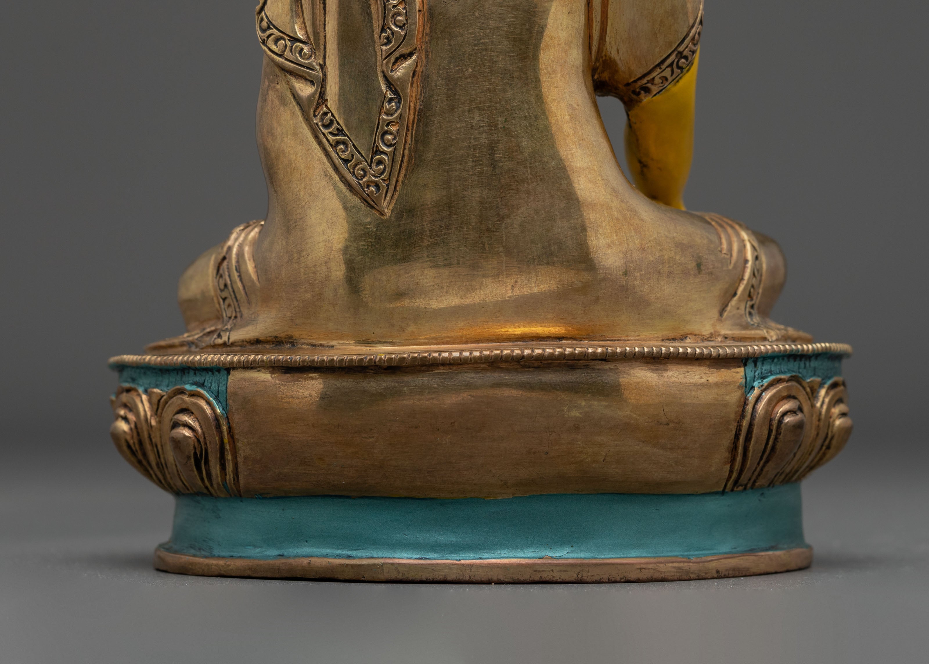 Historical Buddha Shakyamuni Meditation Sculpture in 24K Gold
