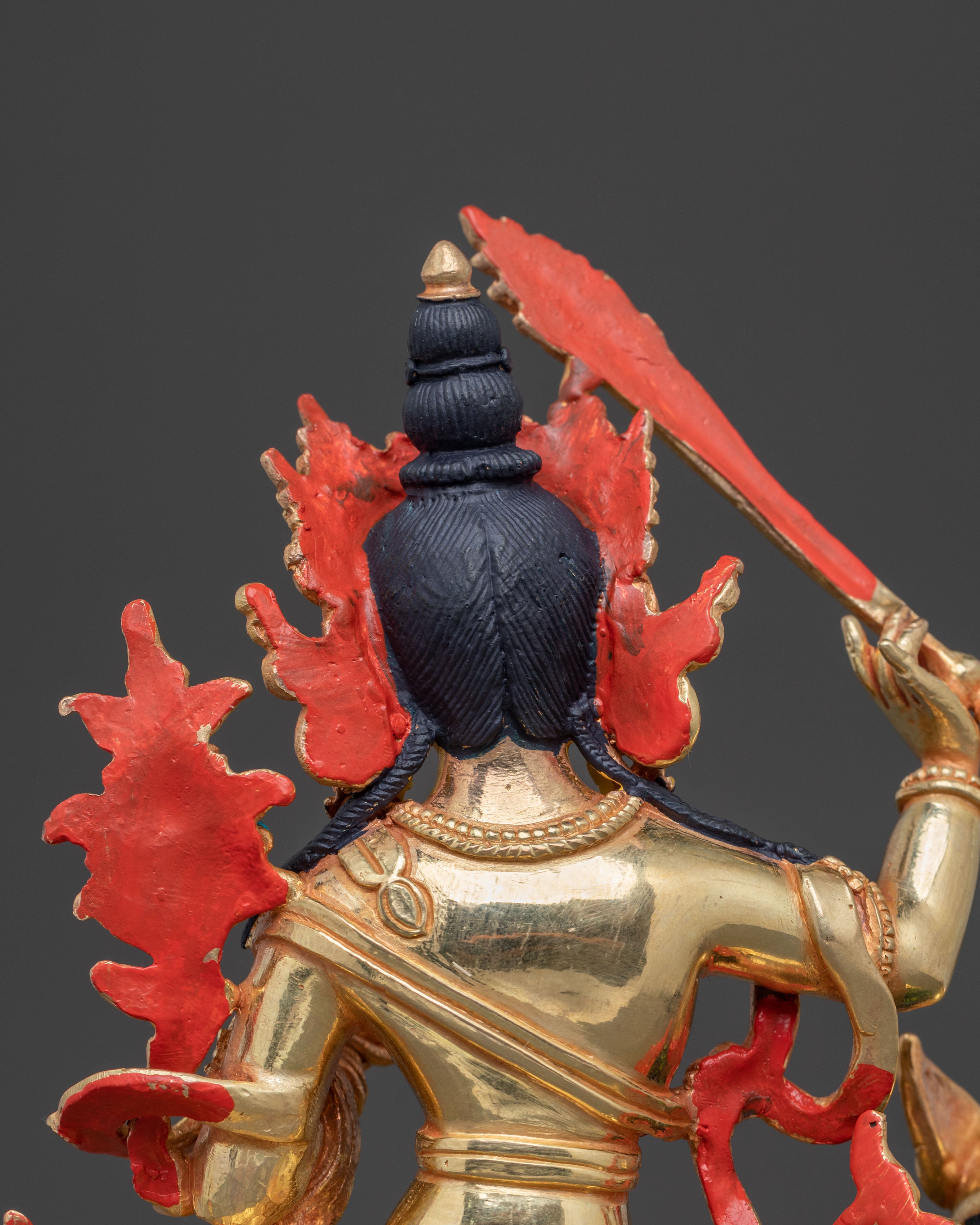 Simhanada Manjushri Wisdom Statue – Gold Gilded Copper Statue