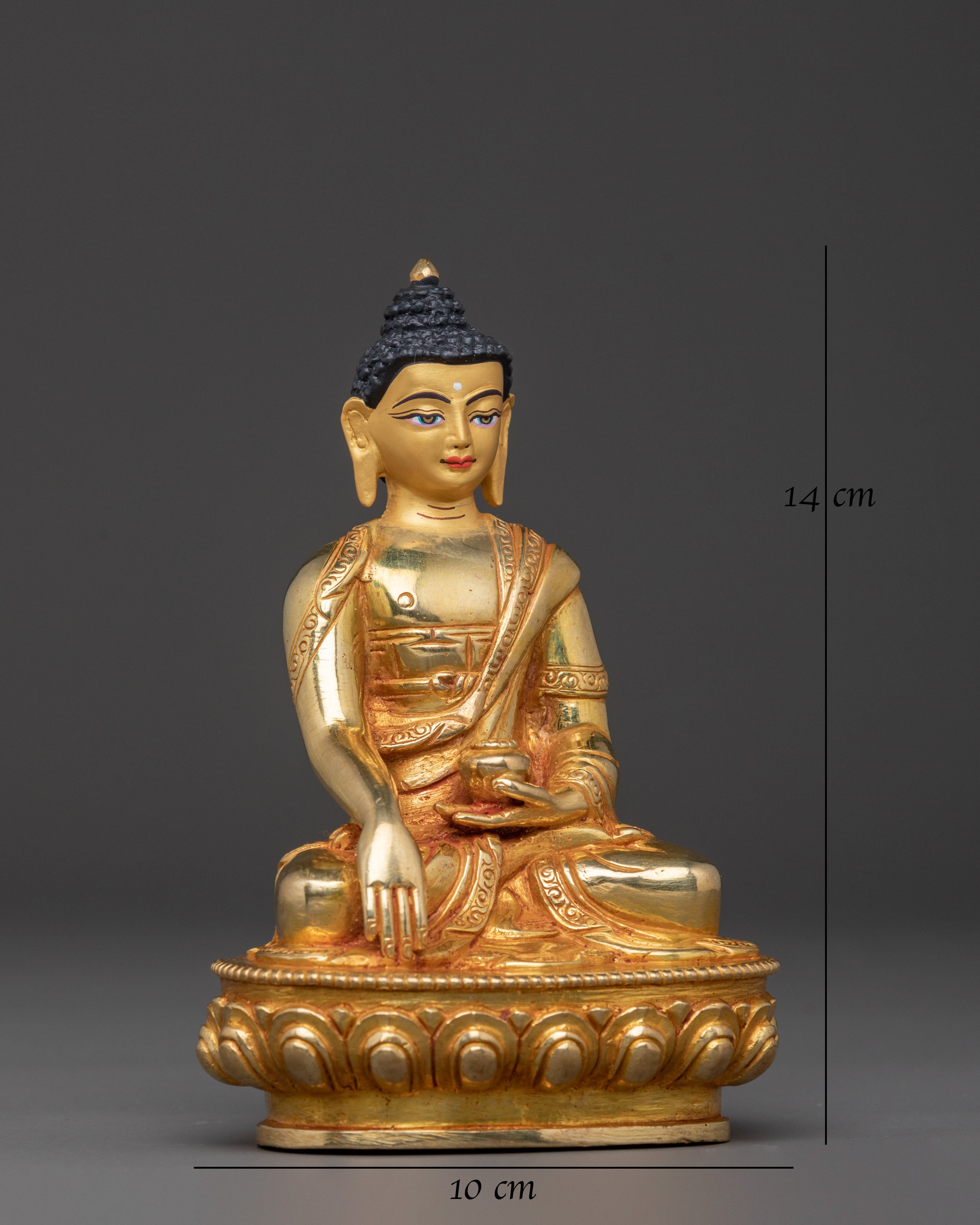 Sacred Shakyamuni Buddha Handcrafted Statue – 24K Gilded Copper