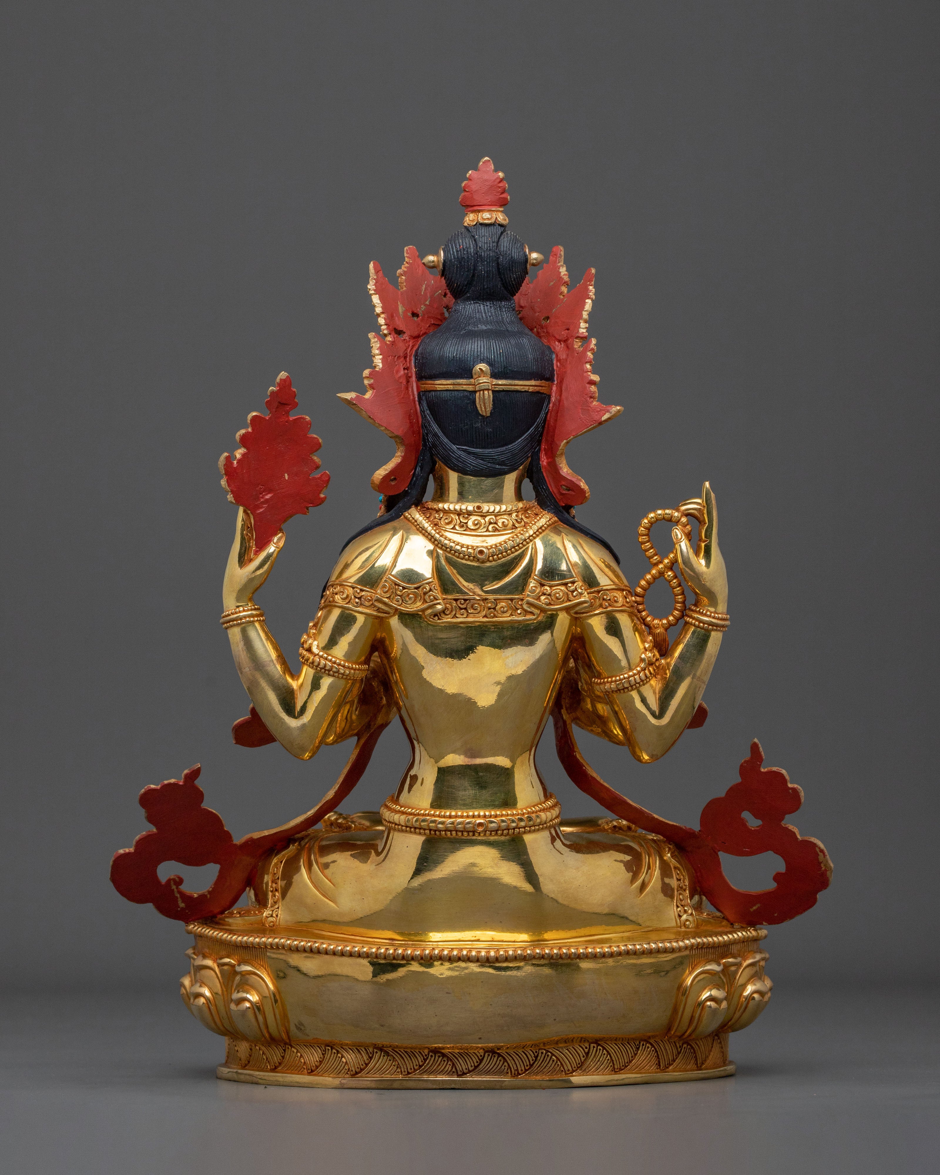 Handcrafted Four Armed Chenrezig Sculpture | Buddhist Protector Deity