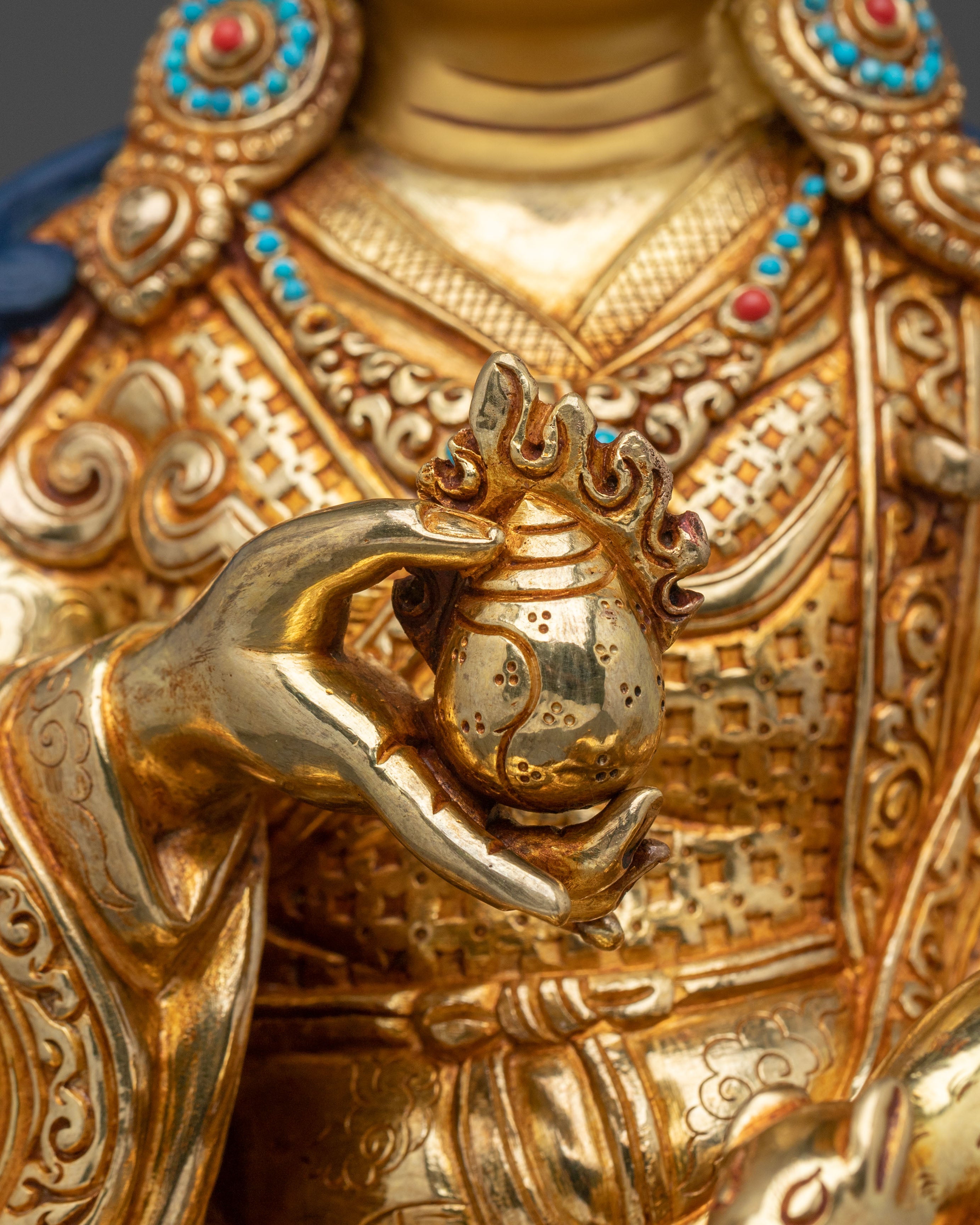 Tibetan Guru Norla Buddhist Sculpture with Antique Finish