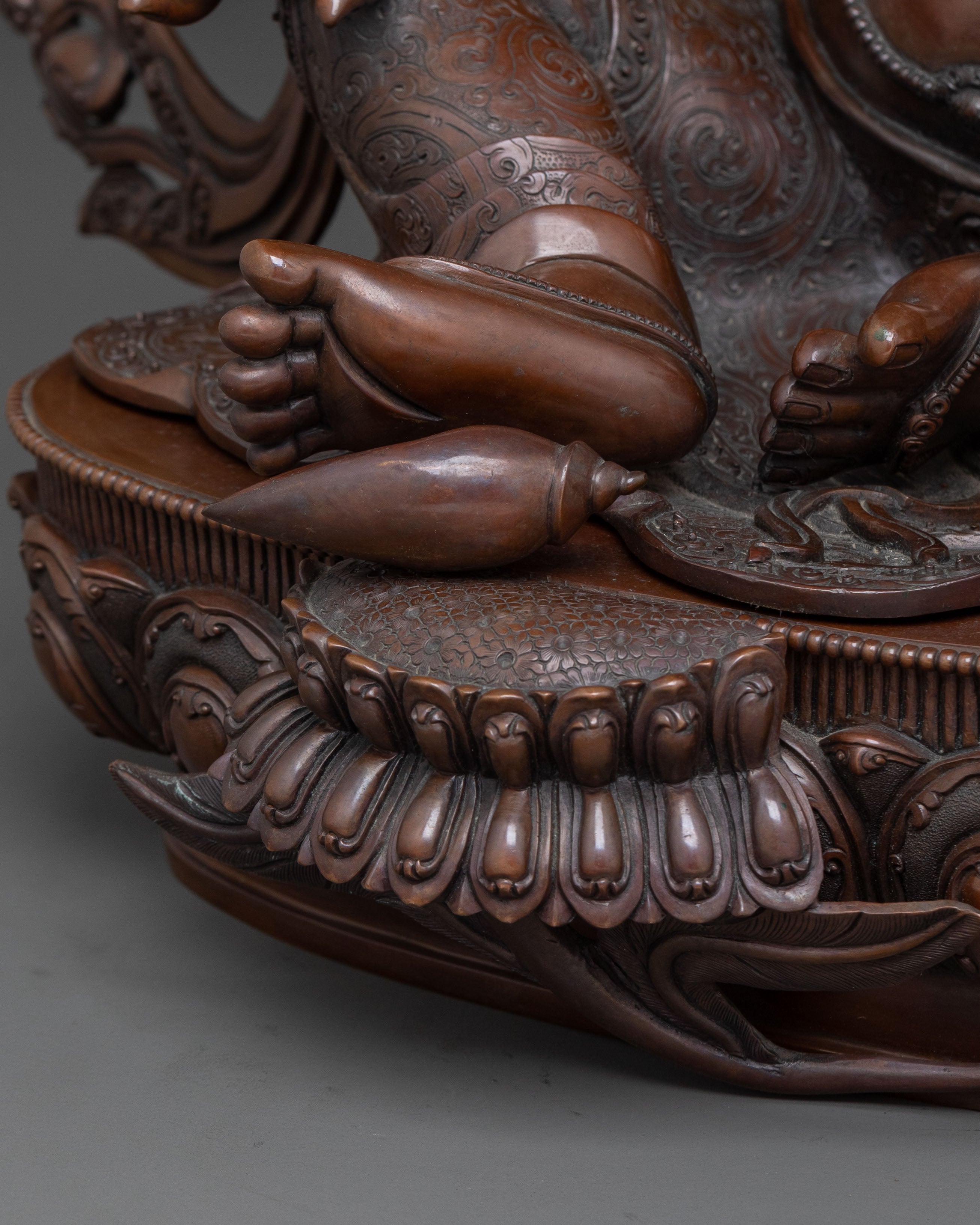 Deity of Wealth: Dzambhala Oxidized Copper Statue