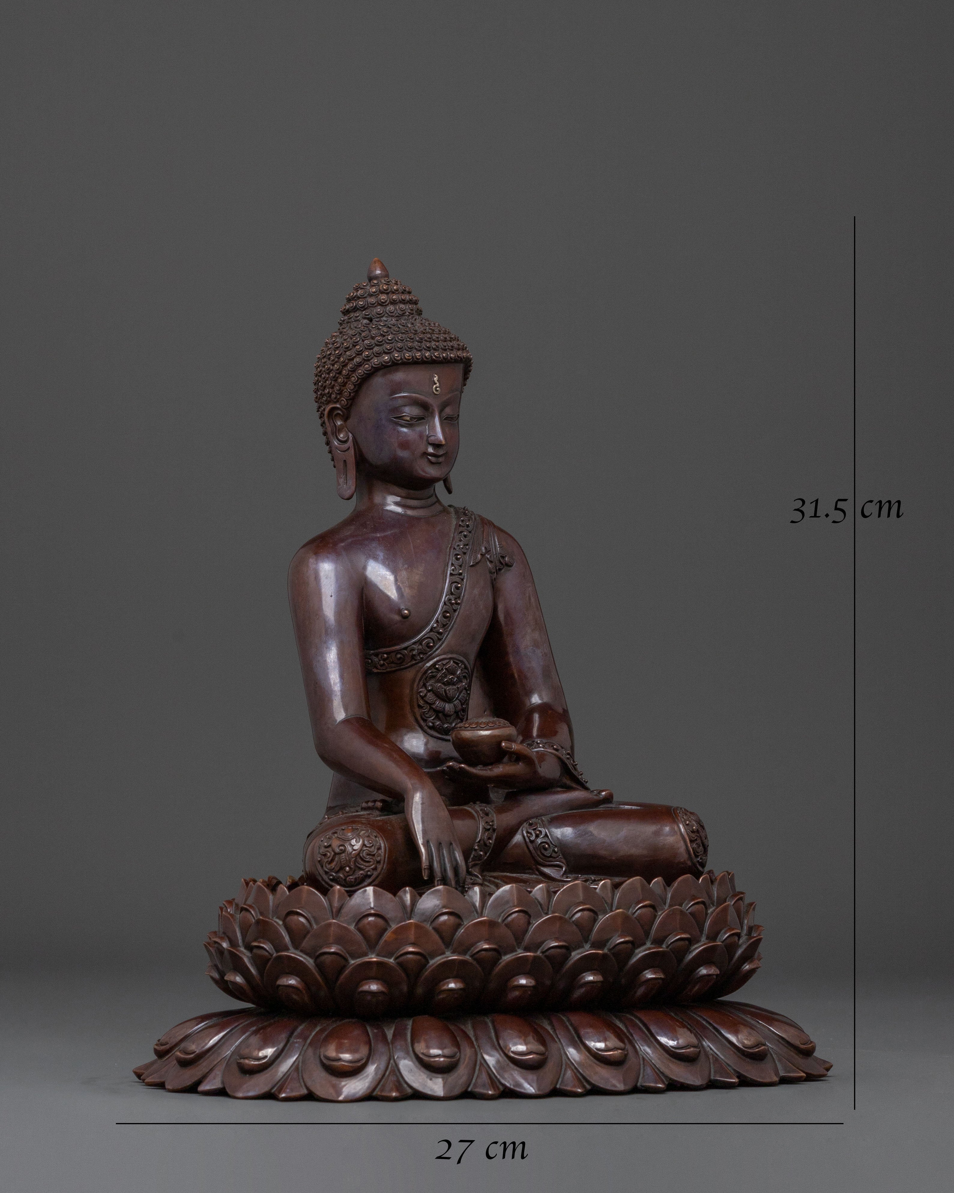 Shakyamuni Buddha Statue Seated on Lotus | Altar Decor