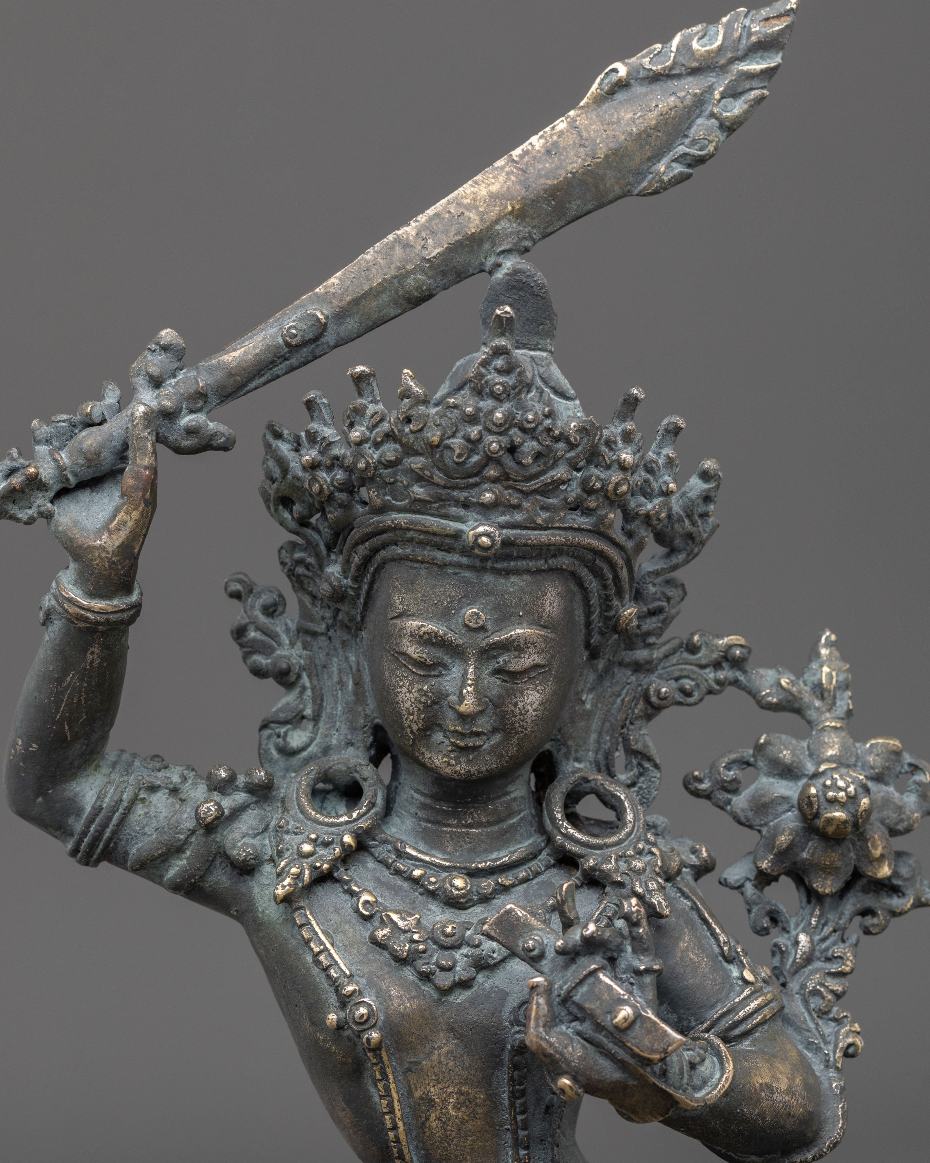 Tibetan Deity Manjushri Copper Statue | Home Decor