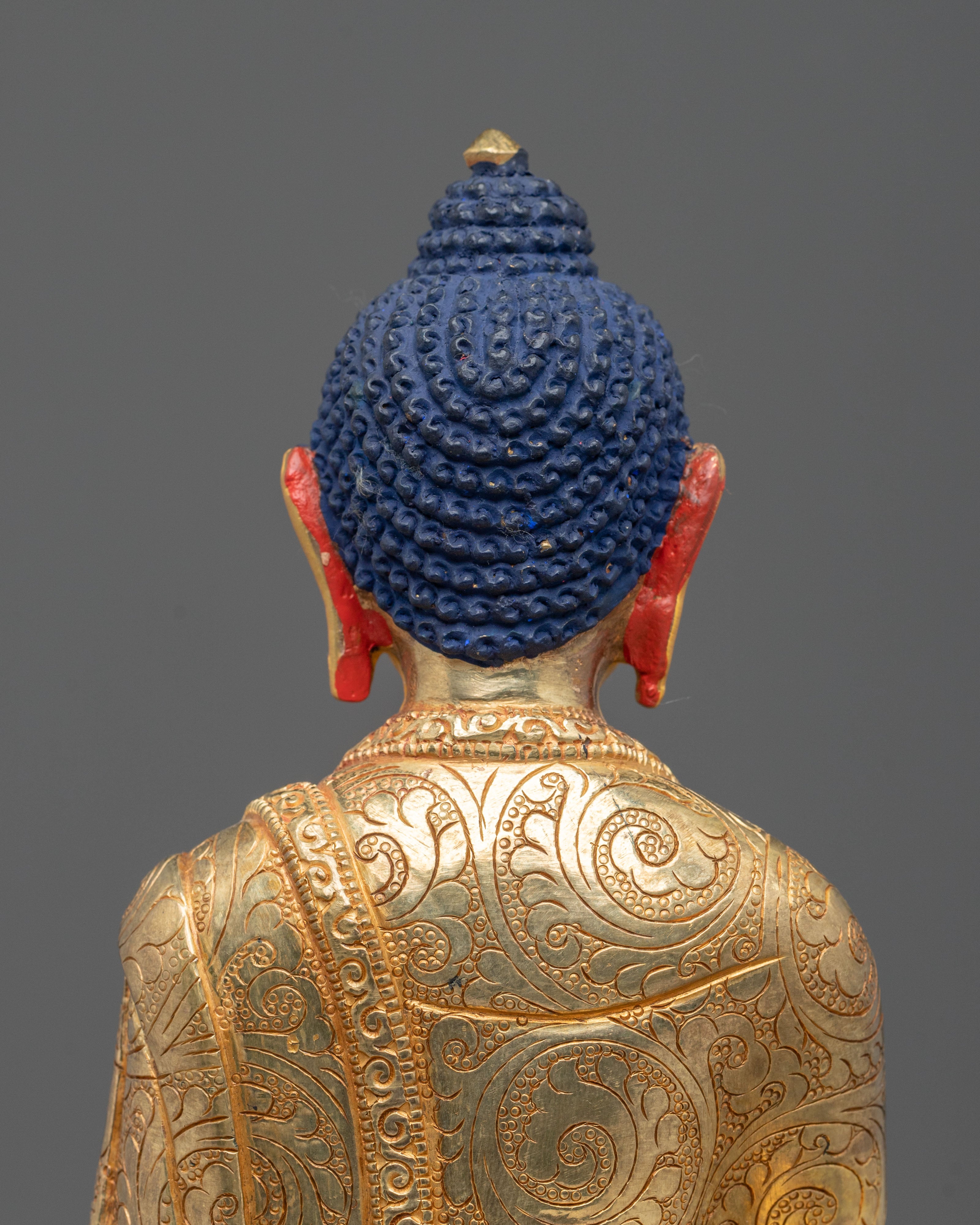 Shakyamuni Buddha Sacred Sculpture with Throne | Symbol of Wisdom Peace