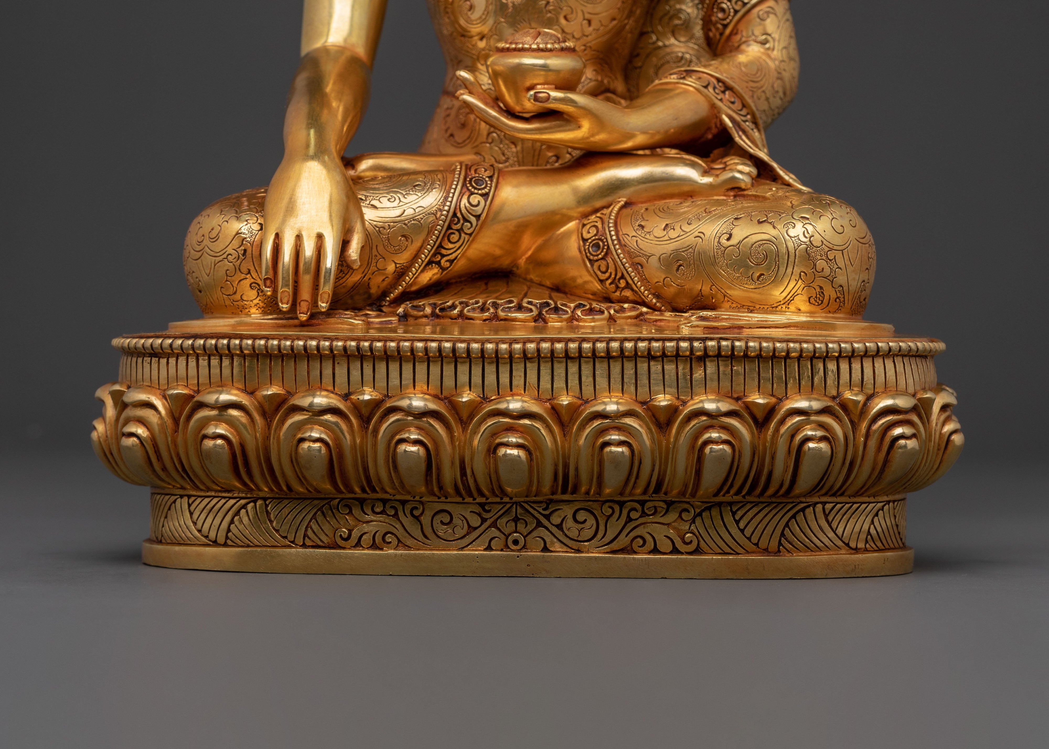 Shakyamuni Buddha Statue | Handcrafted 24K Gold Gilded Sculpture