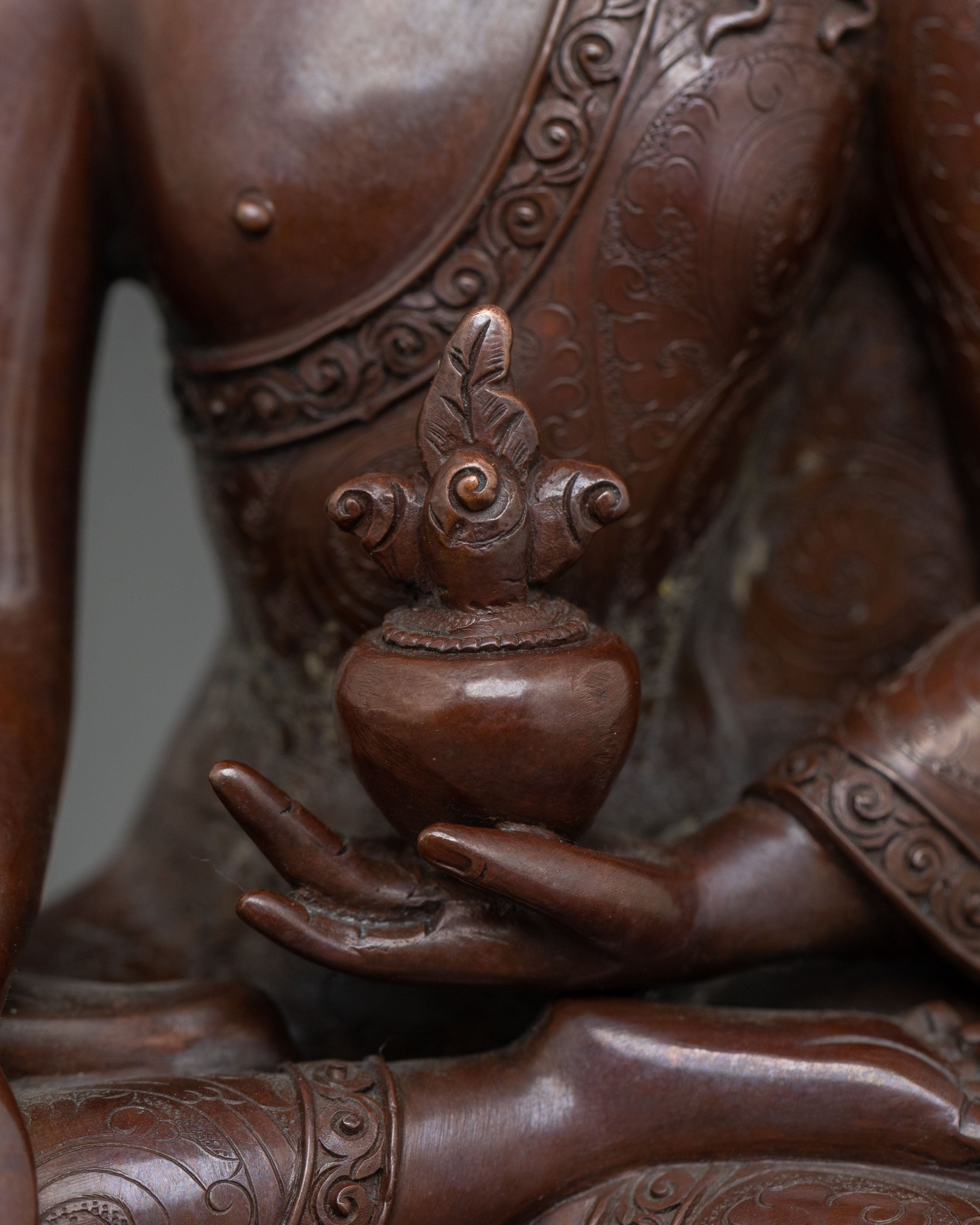 Handmade Medicine Buddha: Oxidized Copper Figurine