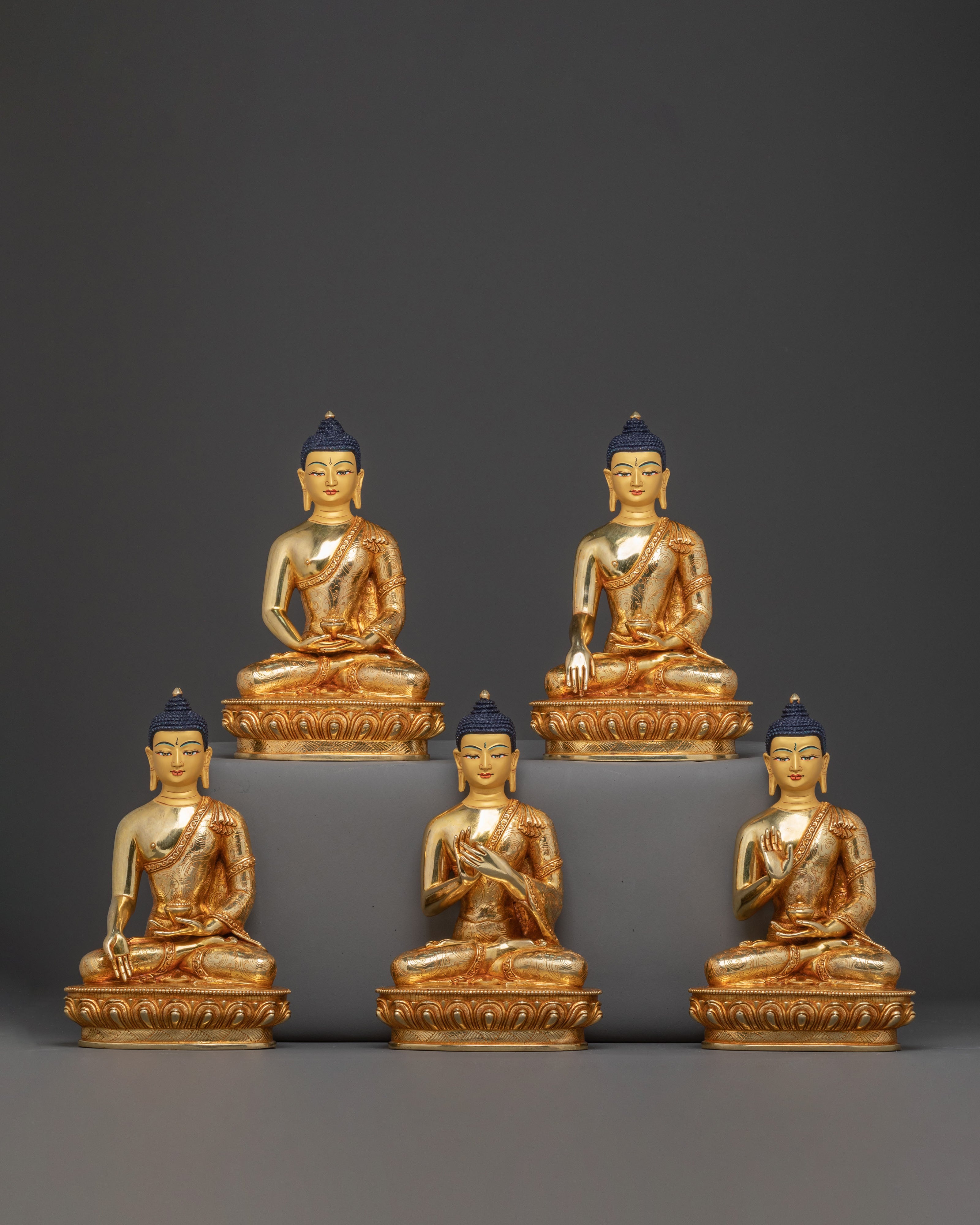 Five Dhyani Buddha Divine Statue Set 