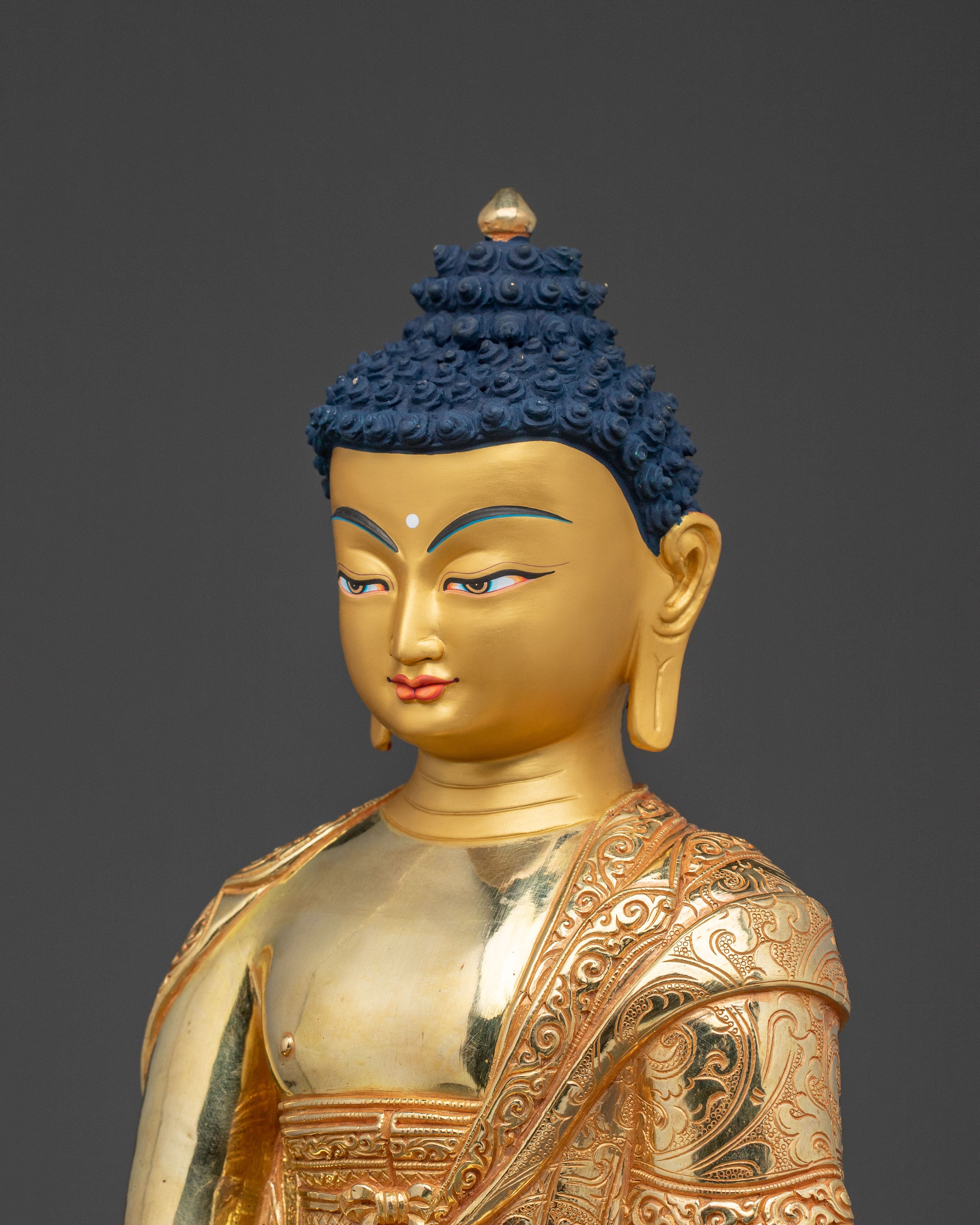 24K Gold Gilded Shakyamuni Buddha Sculpture | Light of Enlightenment