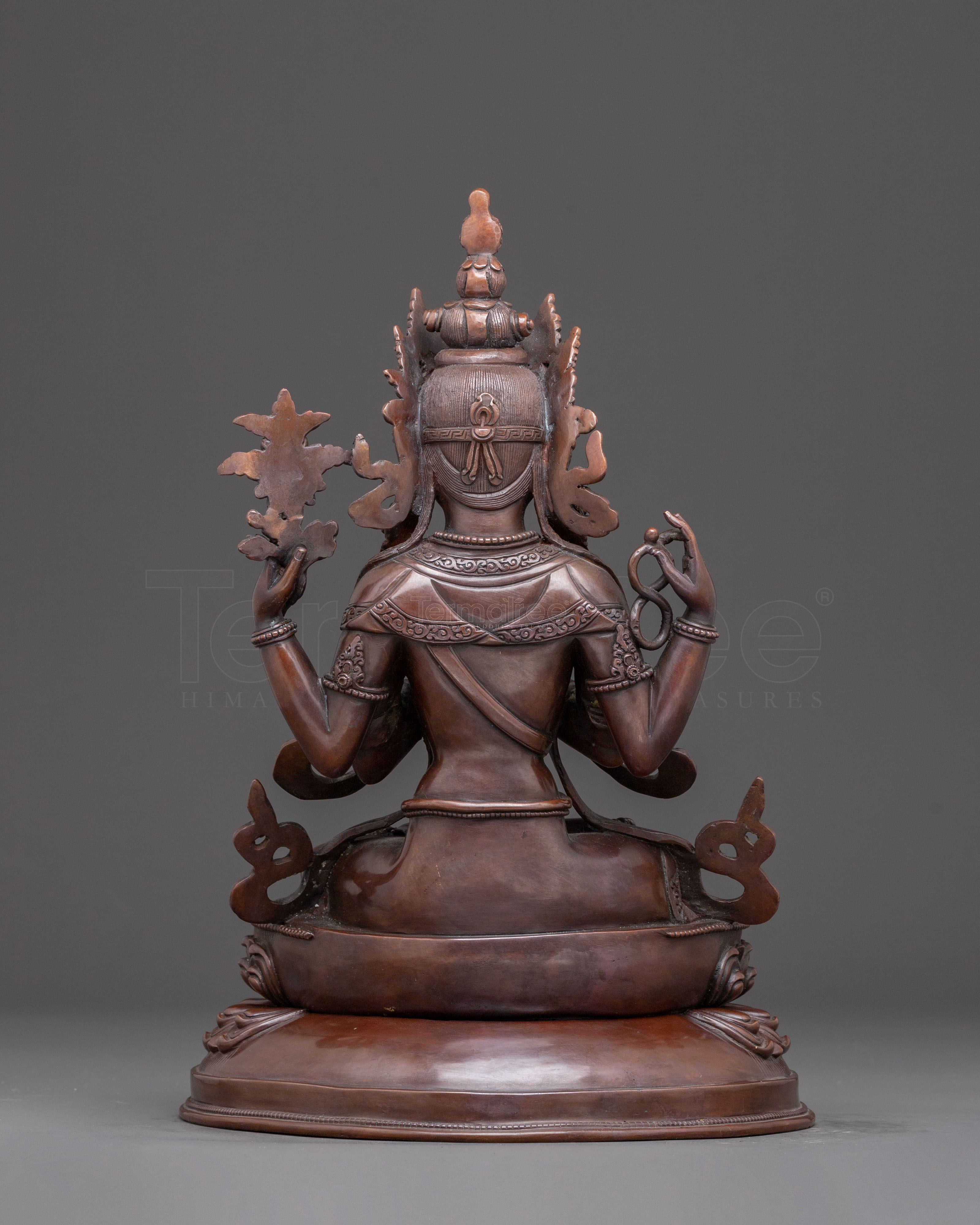 Handcrafted Oxidized Copper Chenrezig Bodhisattva Statue | Compassion Deity