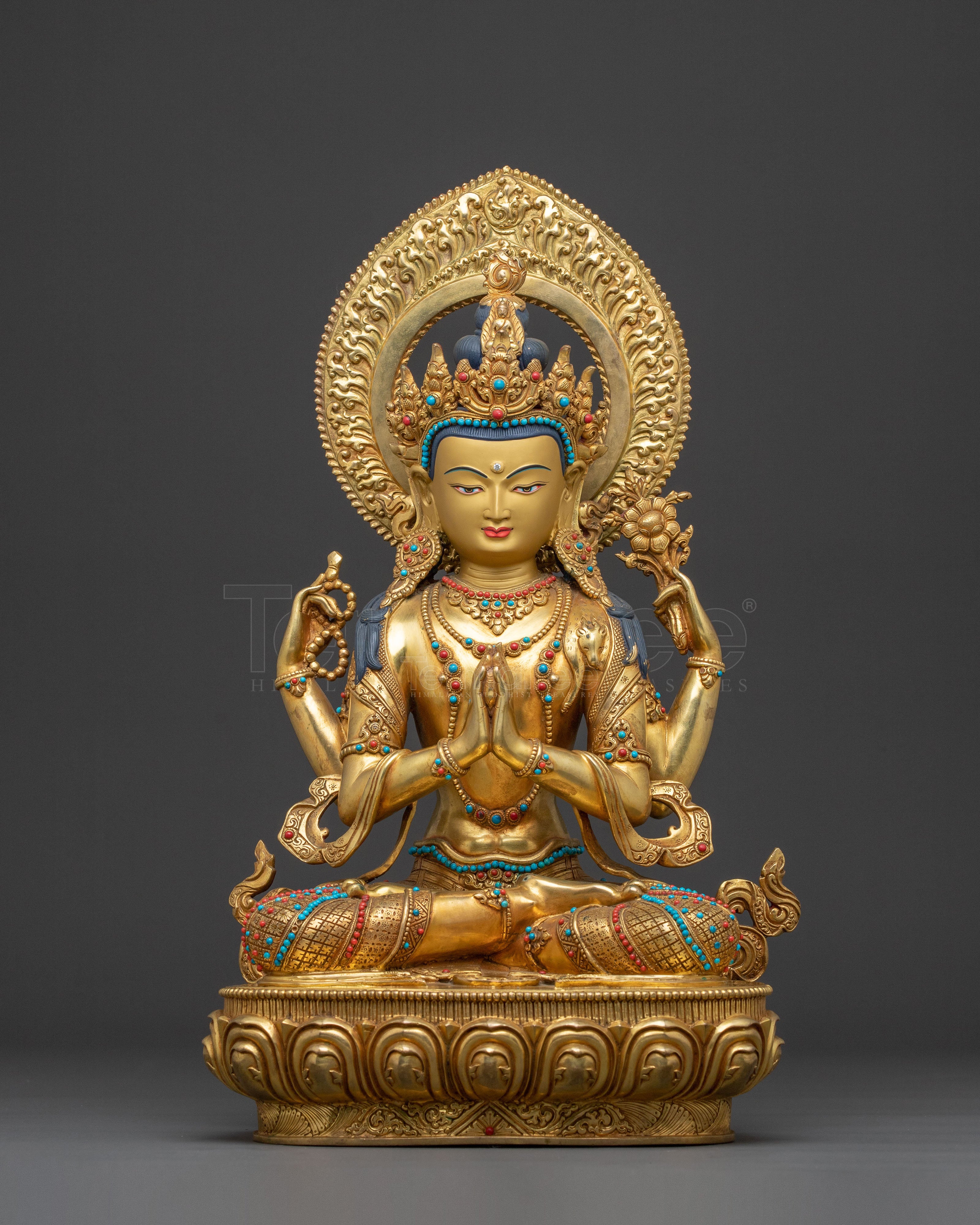 Compassionate Chenrezig Buddha Statue | Gold-Gilded Serenity