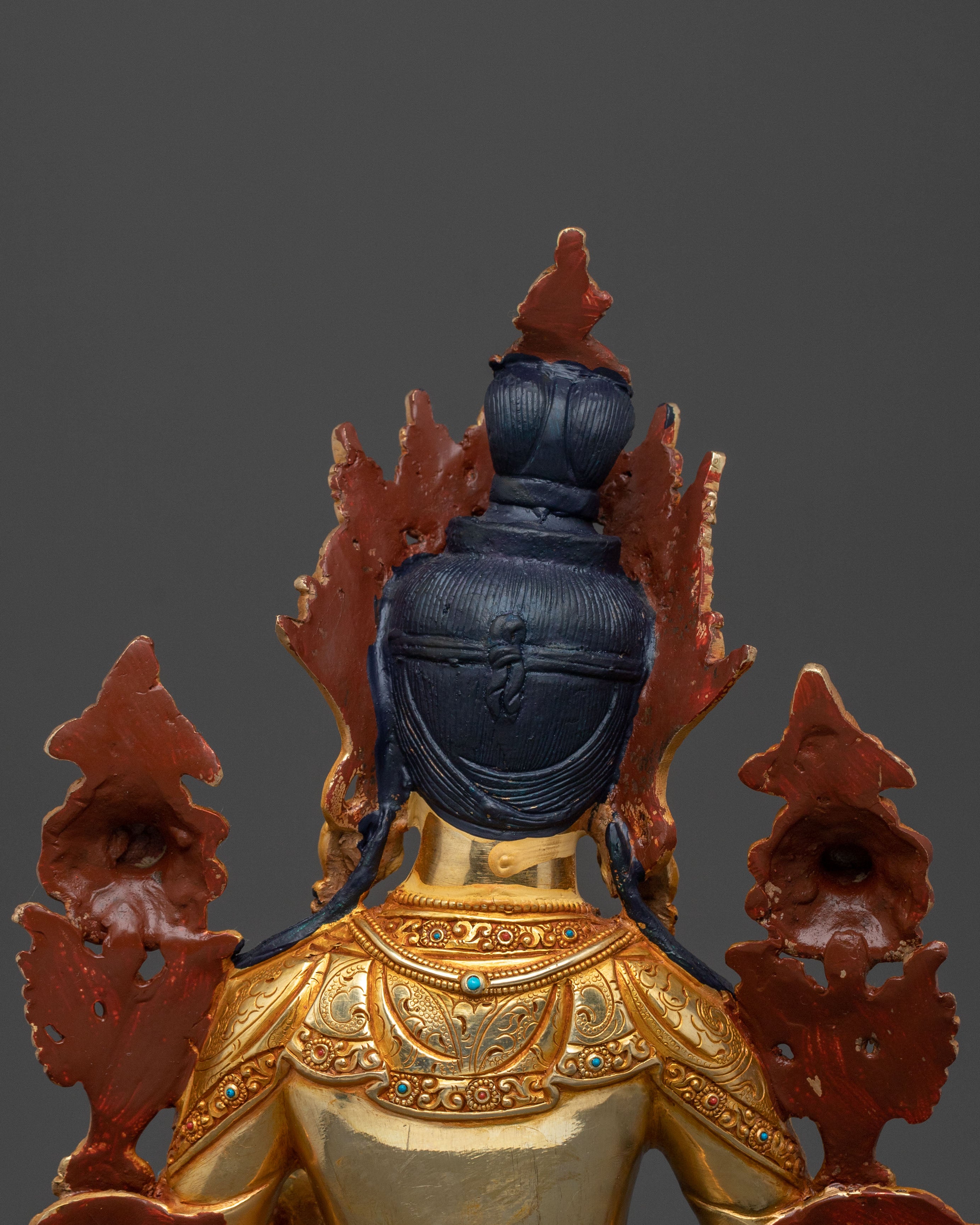 Green Tara Statue: 24K Gold Gilded Buddhist Protector