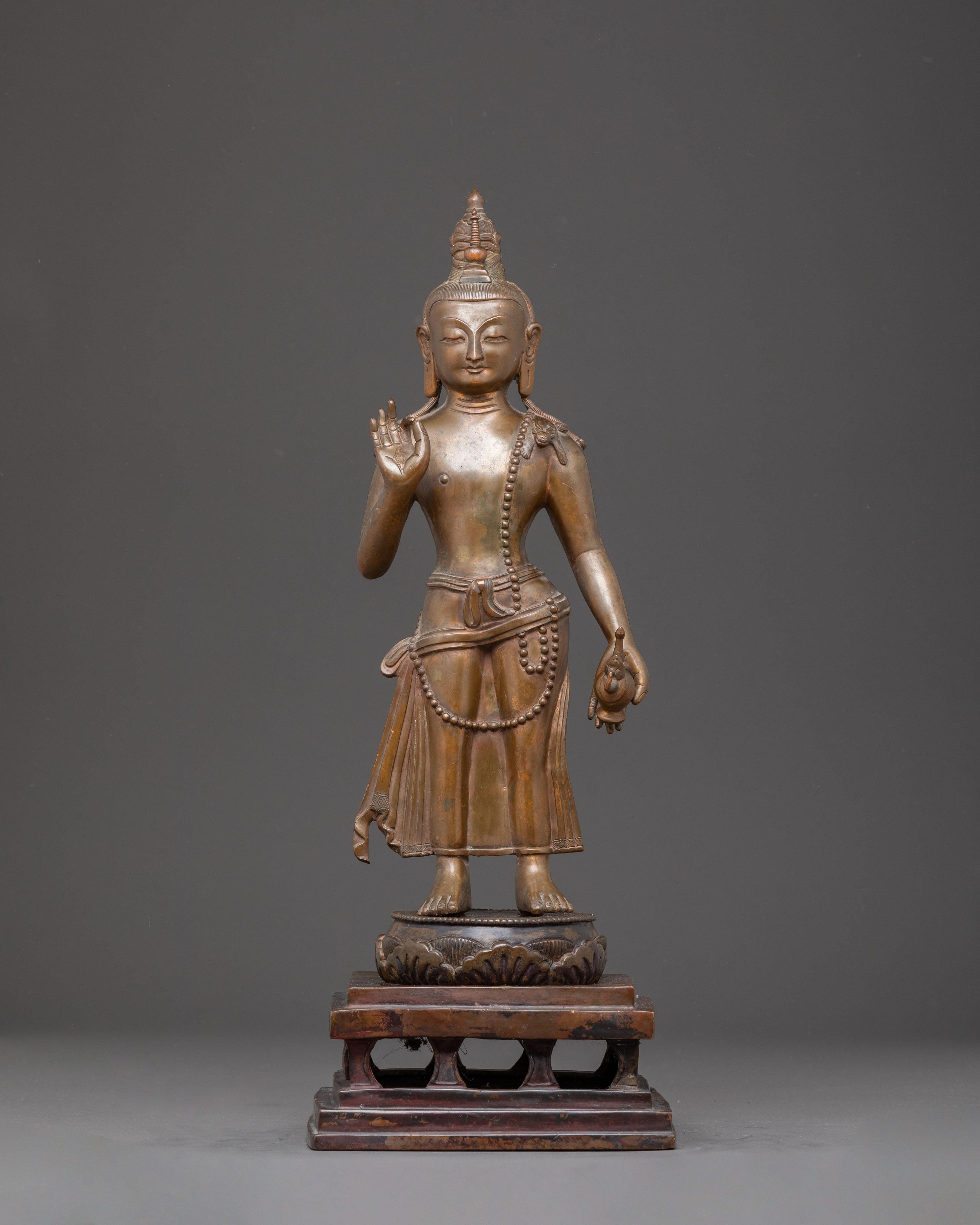 Standing Maitreya Buddha Copper Statue | The Future Buddha