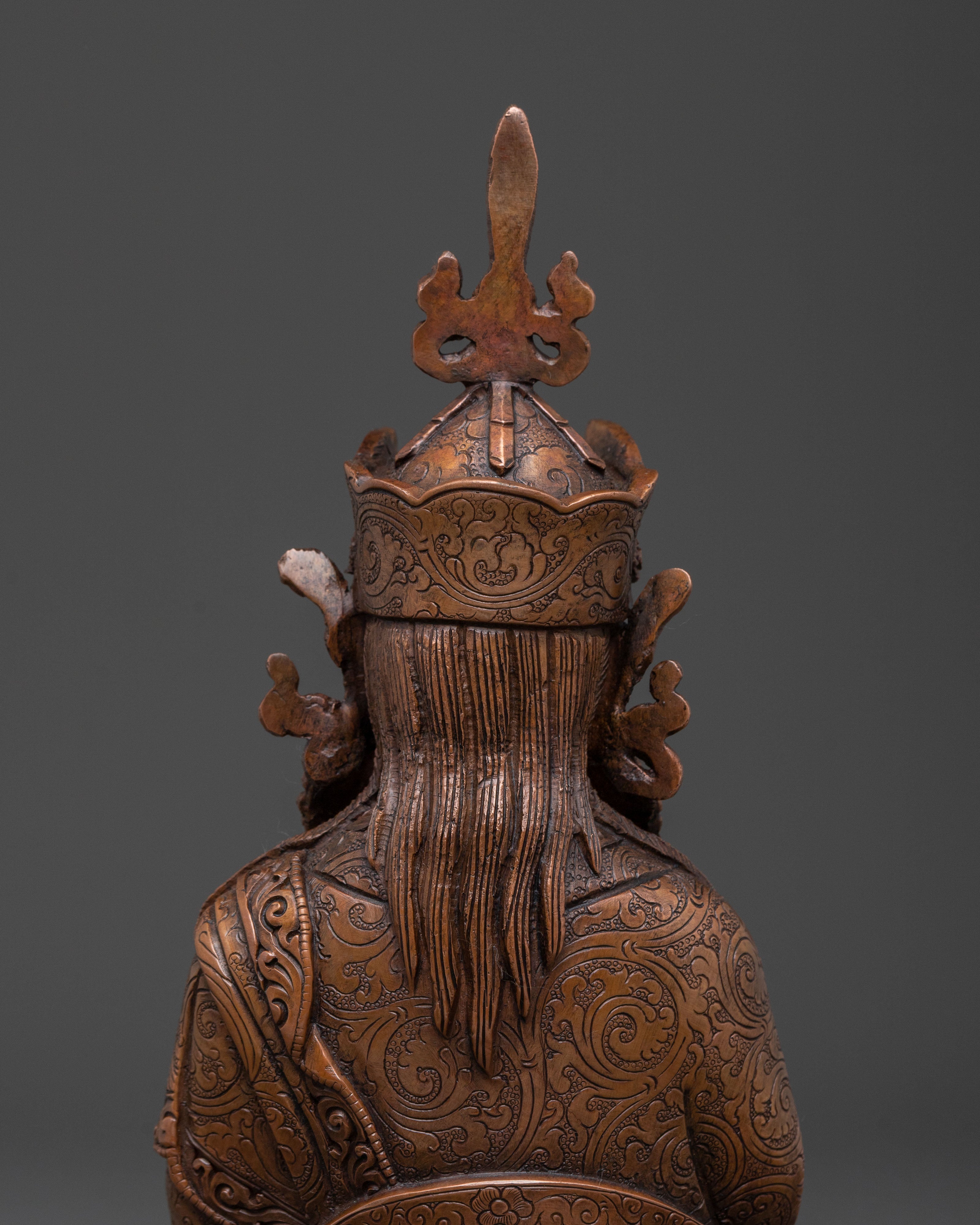 Guru Norlha Blessing Statue: Oxidized Copper Body