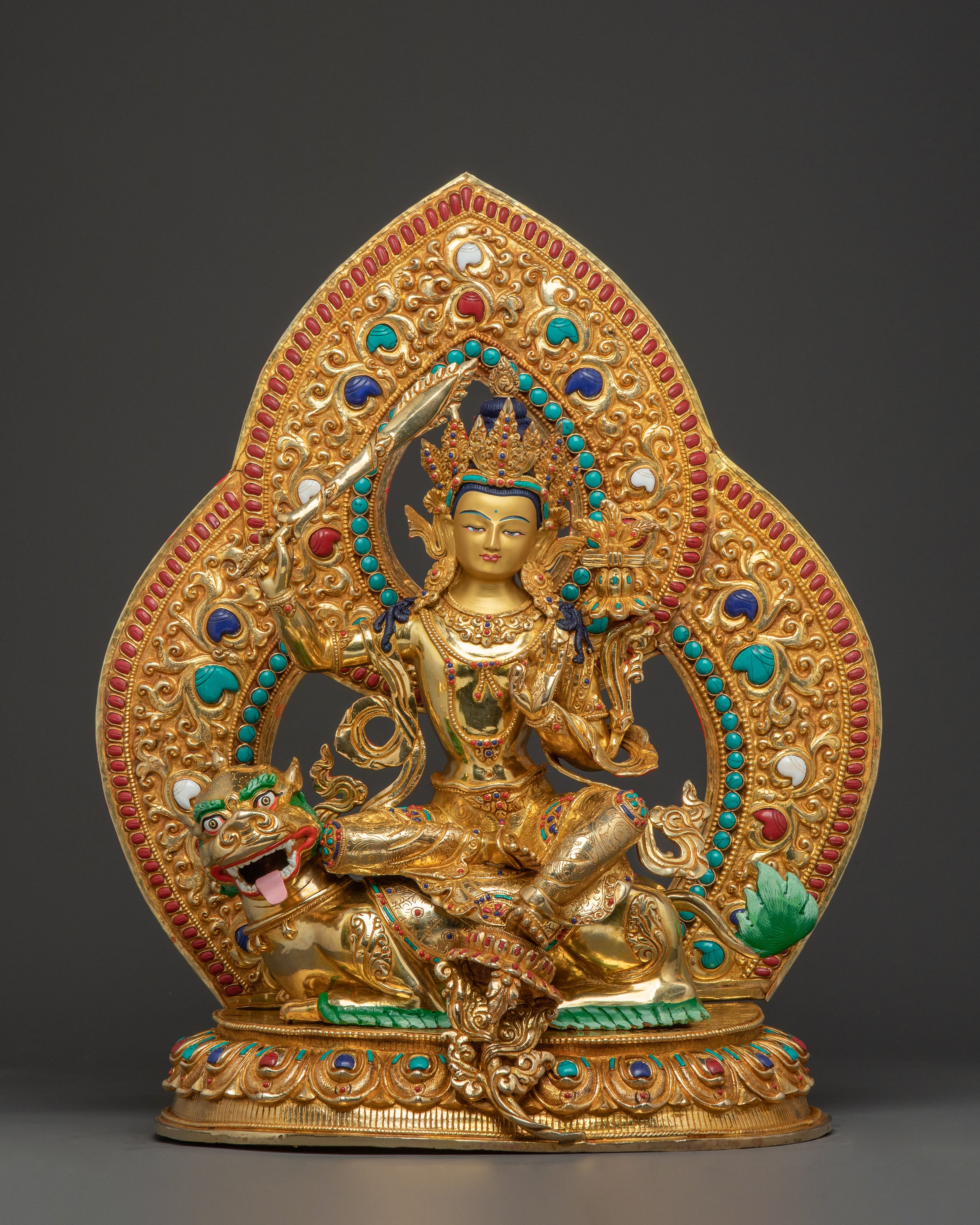 Simhanada Manjushri and Samanthabhadra Statue Set | Nepali Artistry