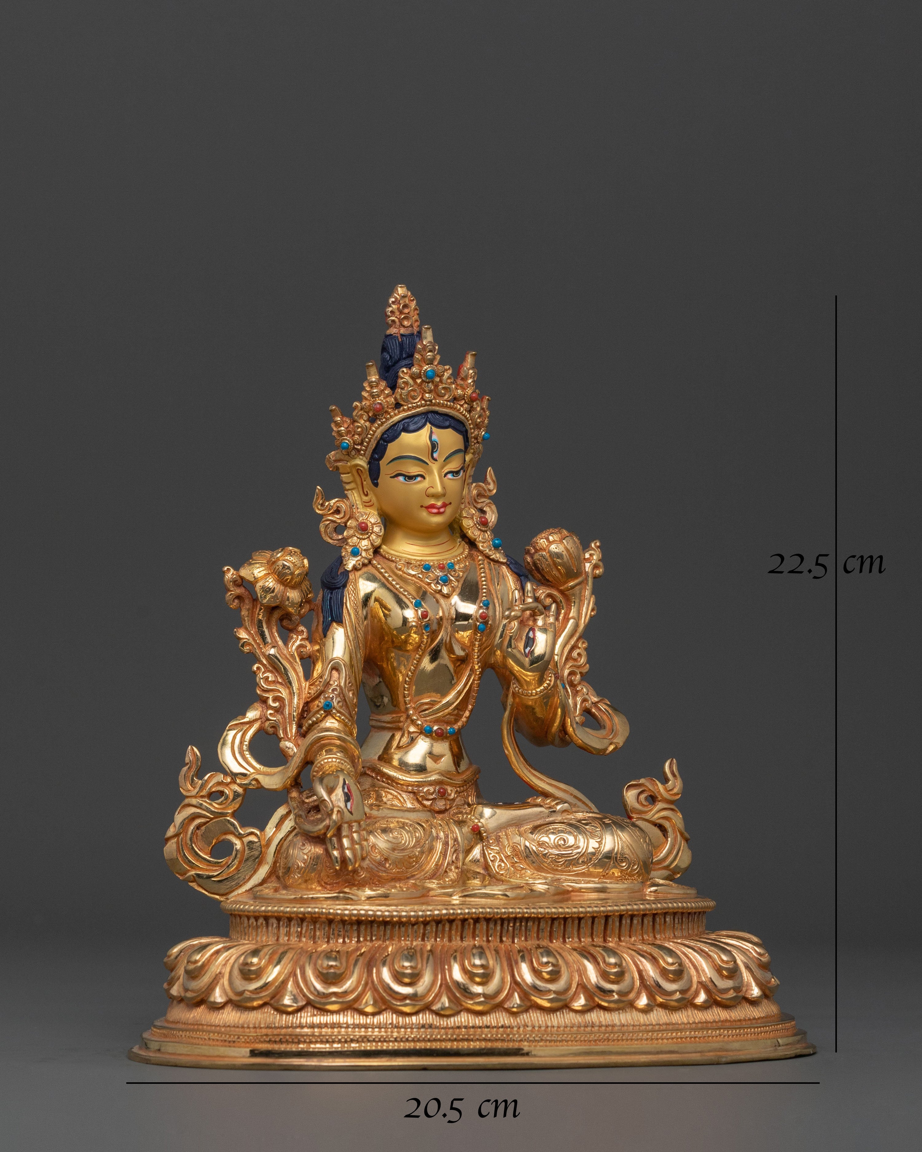 Sita Tara Goddess White Tara 24K Gold Gilded Statue