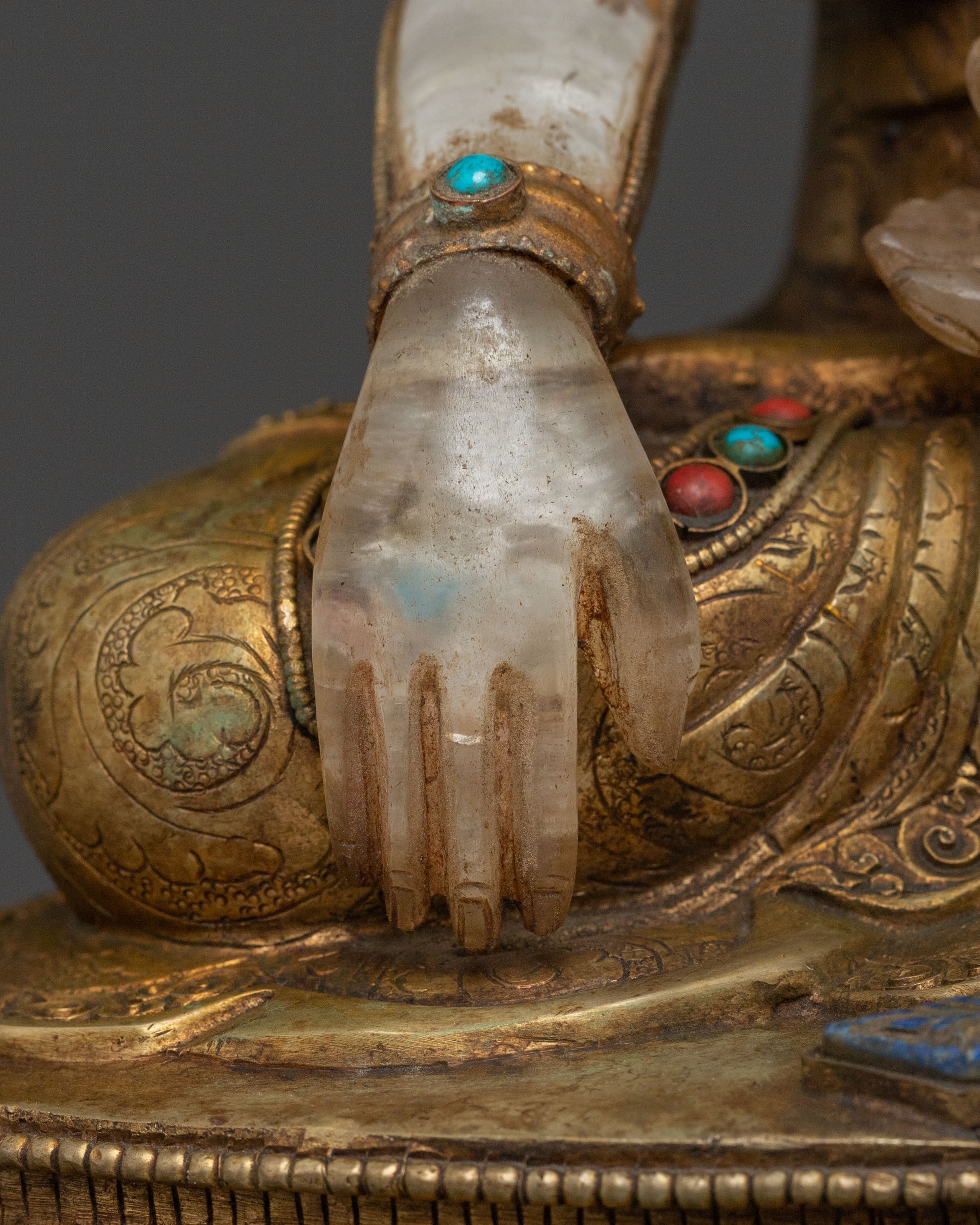 Shakyamuni Buddha On Throne Handcrafted Statue