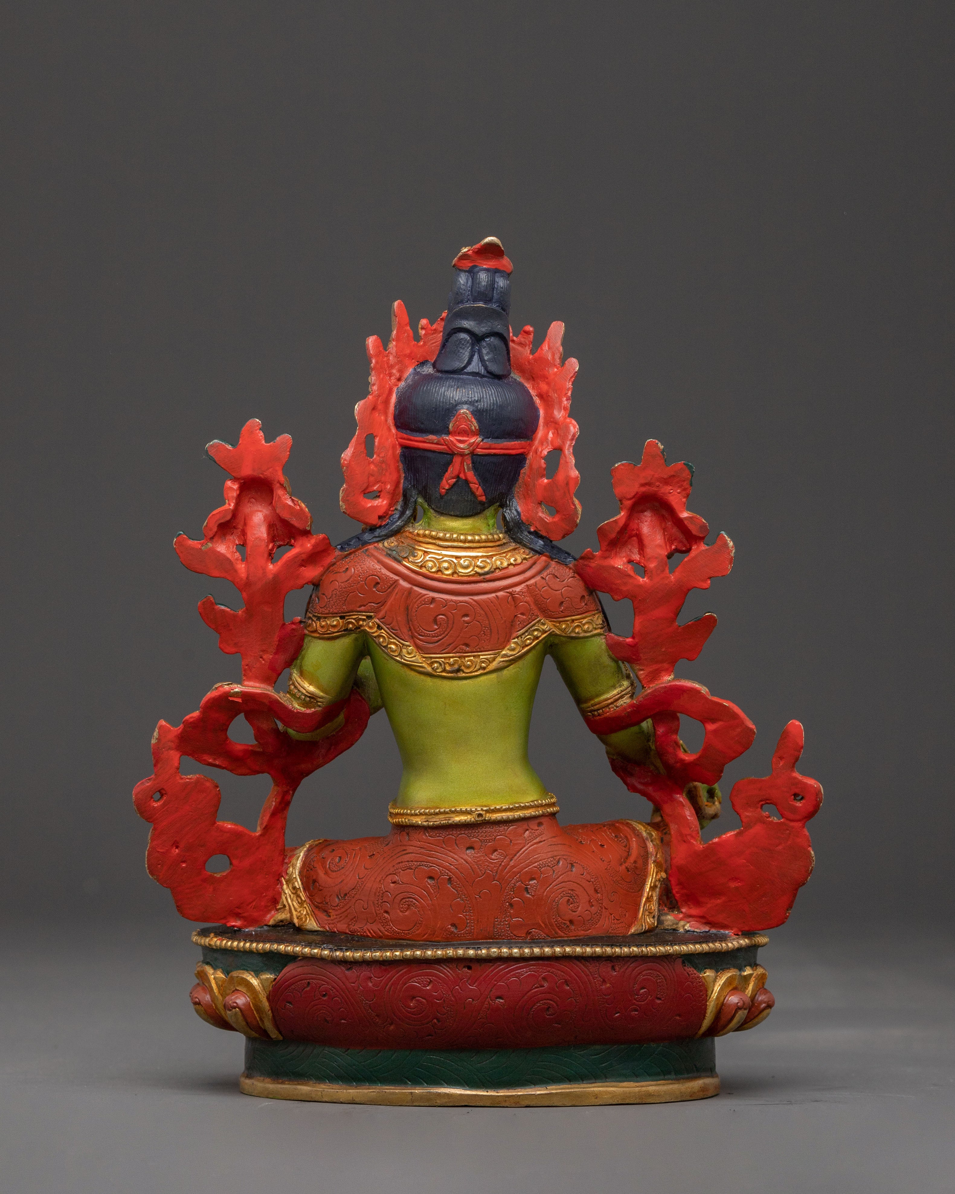 2k Gold Gilded Green Tara Statue - Sacred Buddhist Art