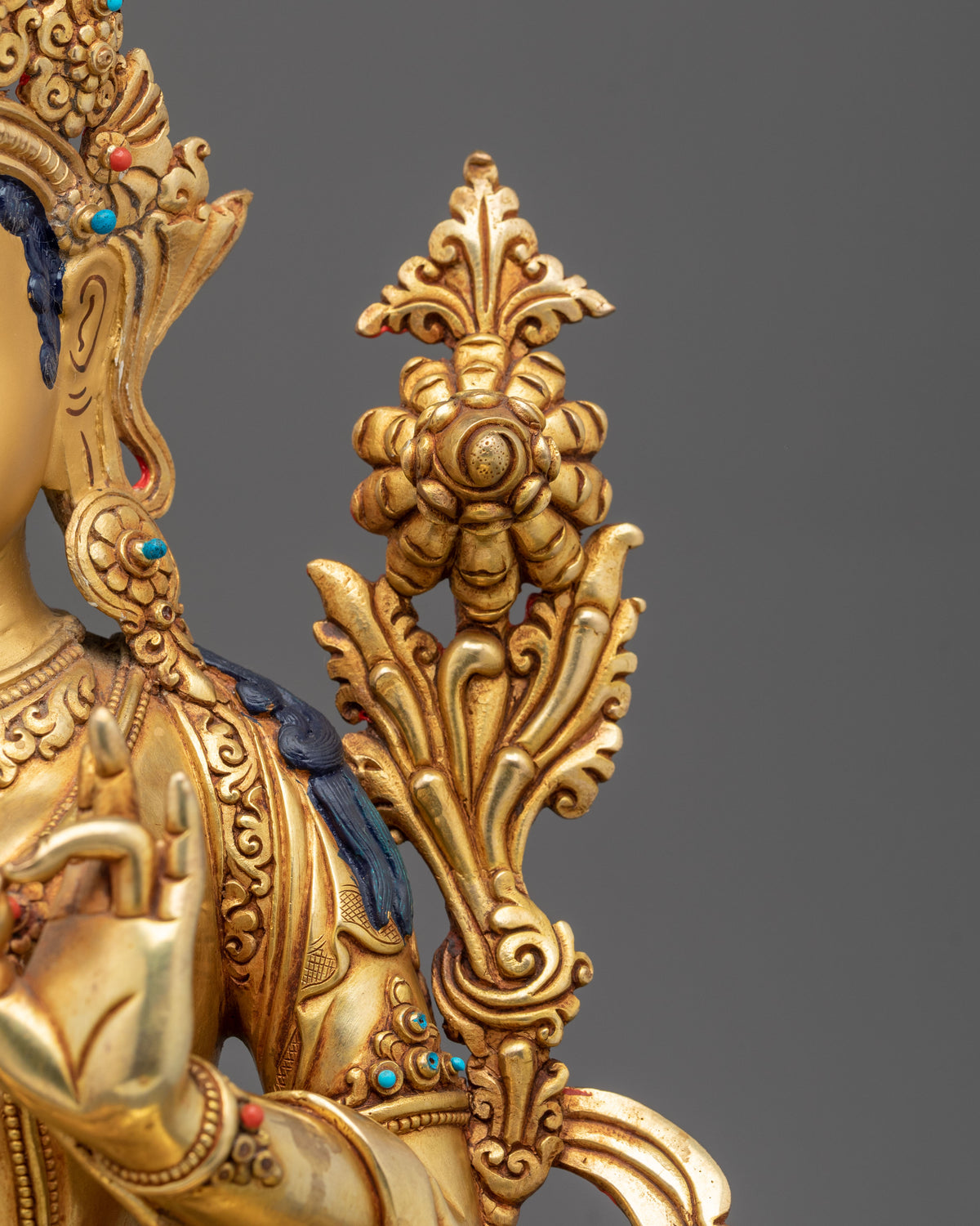 Green Tara Golden Statue | Handcrafted Buddhist Figurine