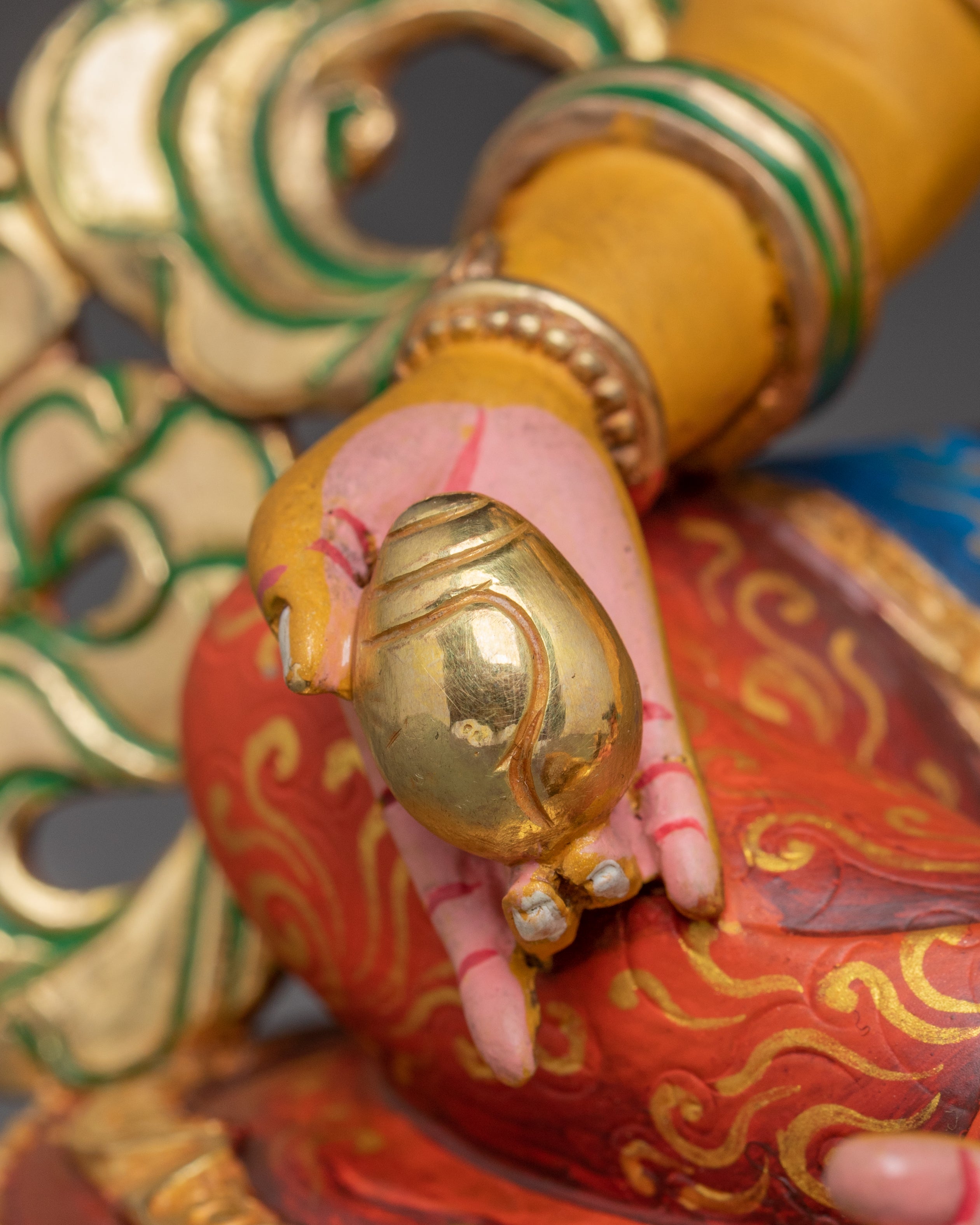 Himalayan Golden Statue of Dzambhala | Wealth Deity Figurine