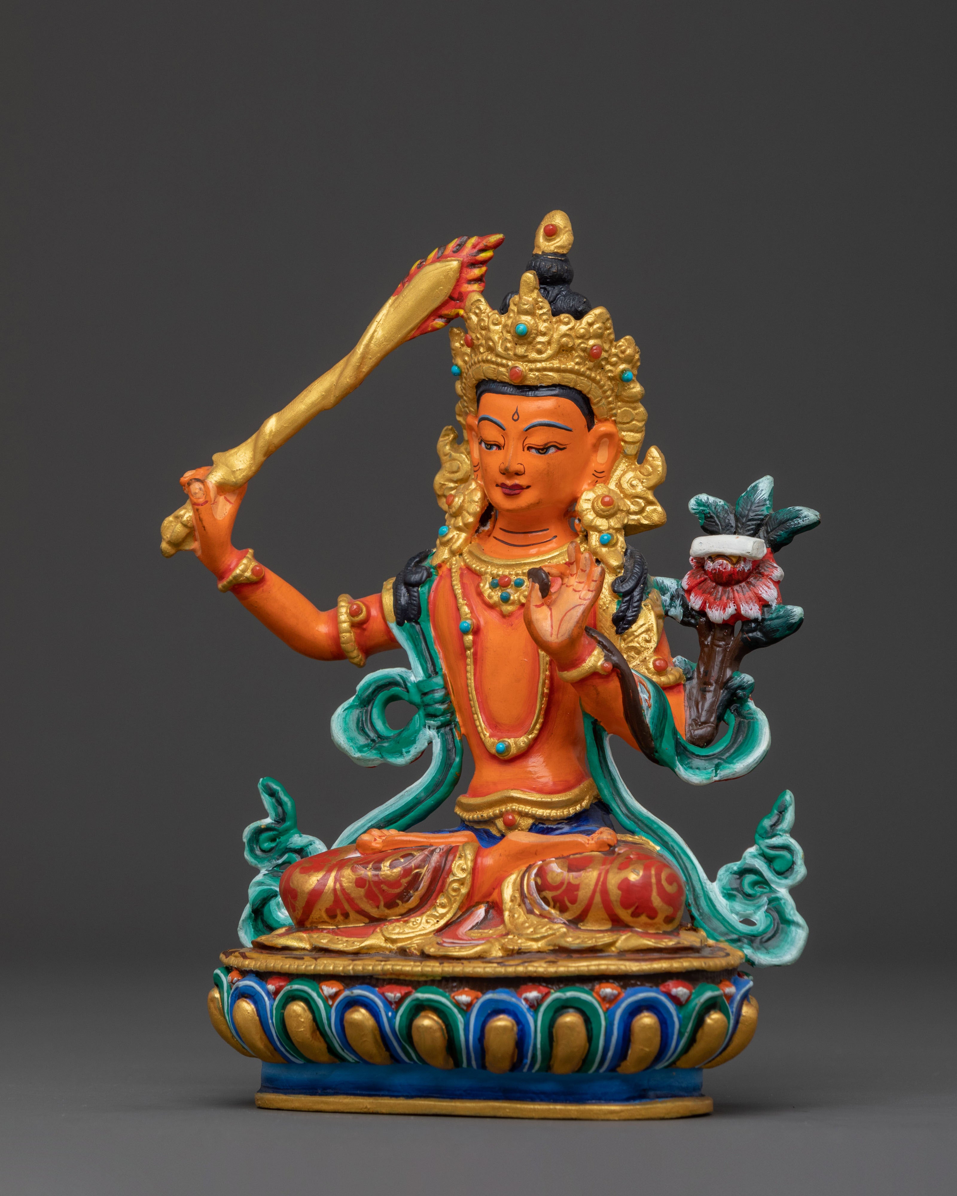 Manjushri Statue Deity of Wisdom – Handcrafted Copper