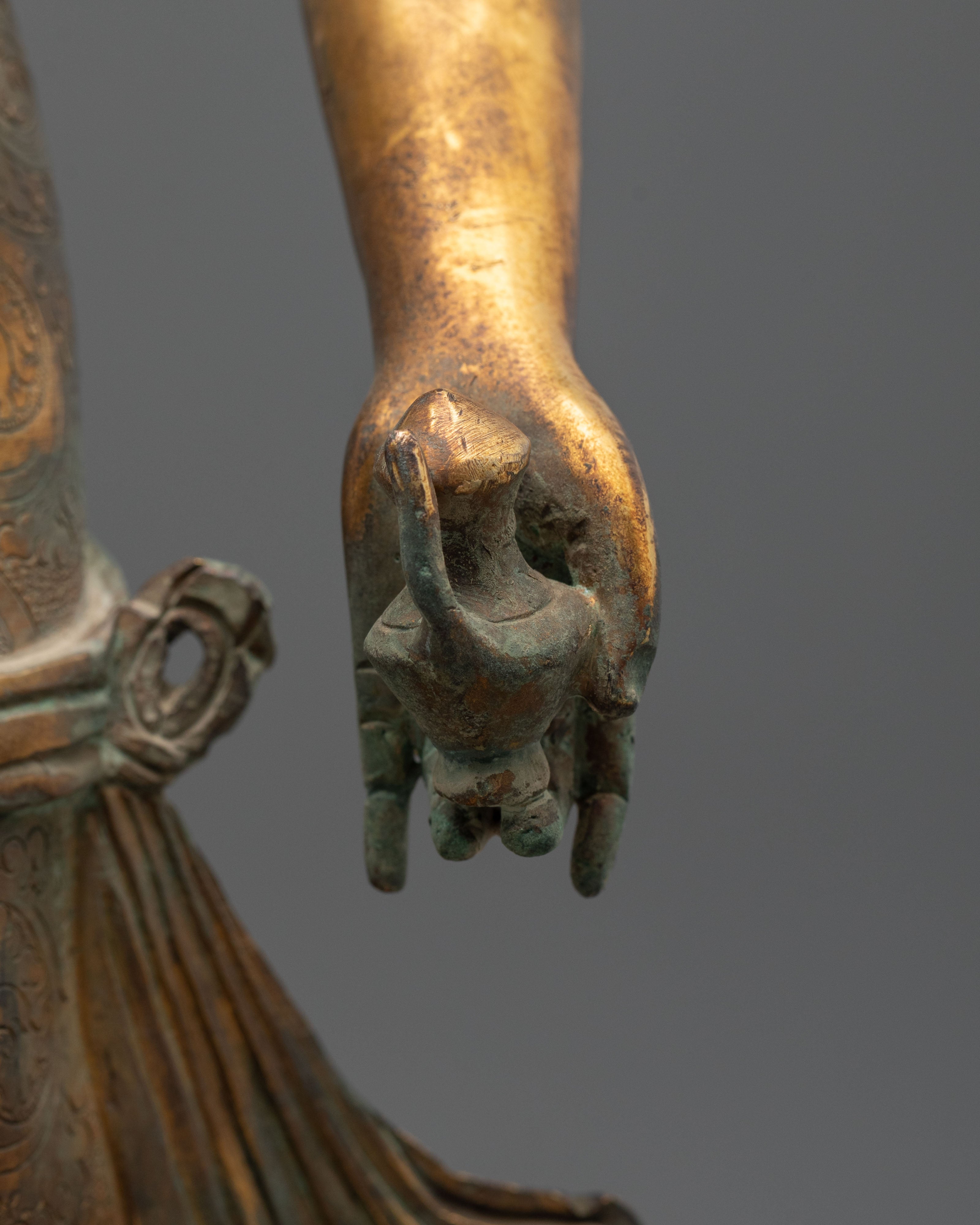Standing Lokeshwor Copper Statue | Figurine with Antique Finish