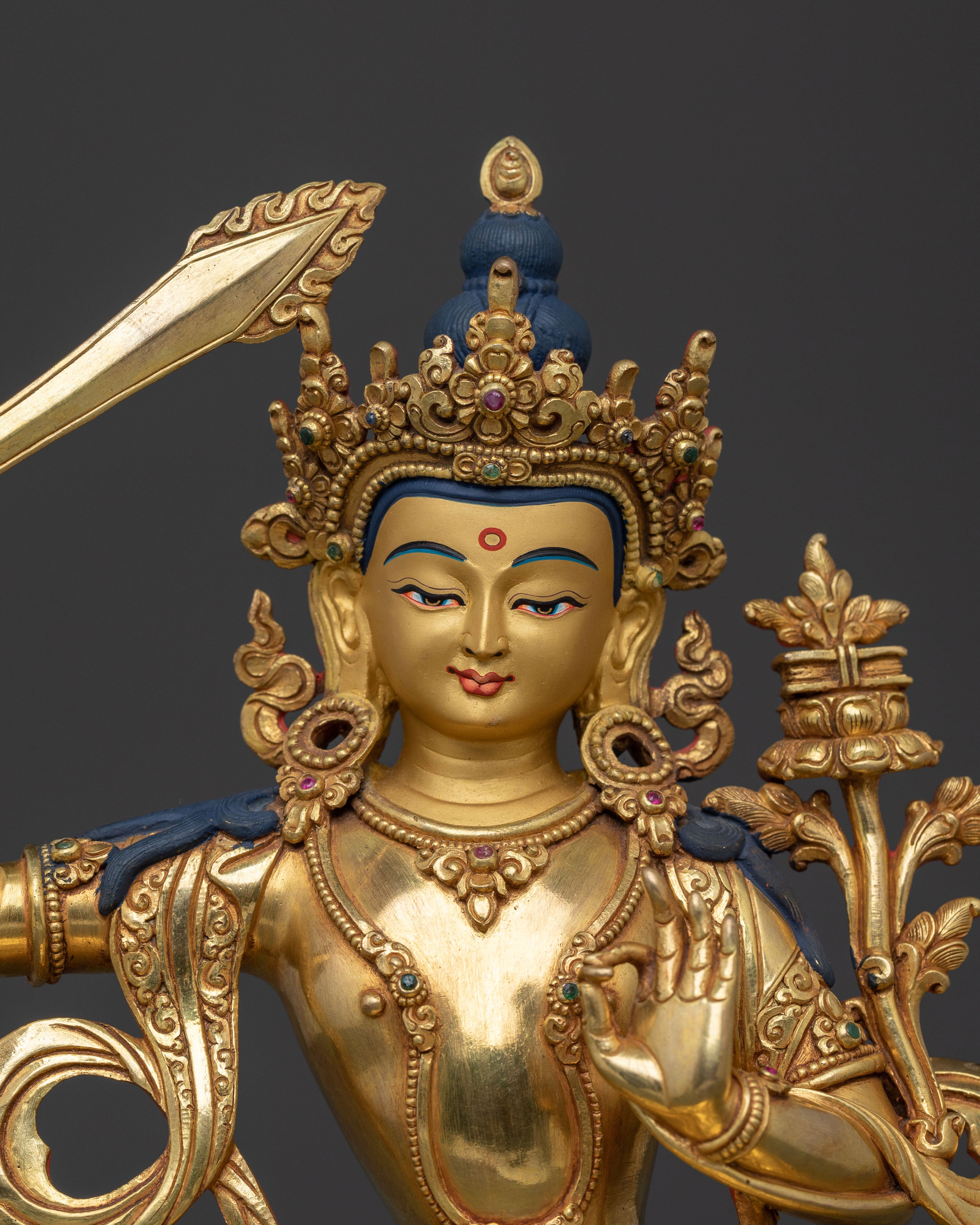 Manjushri Dharma Wisdom Statue | 24K Gold Gilded