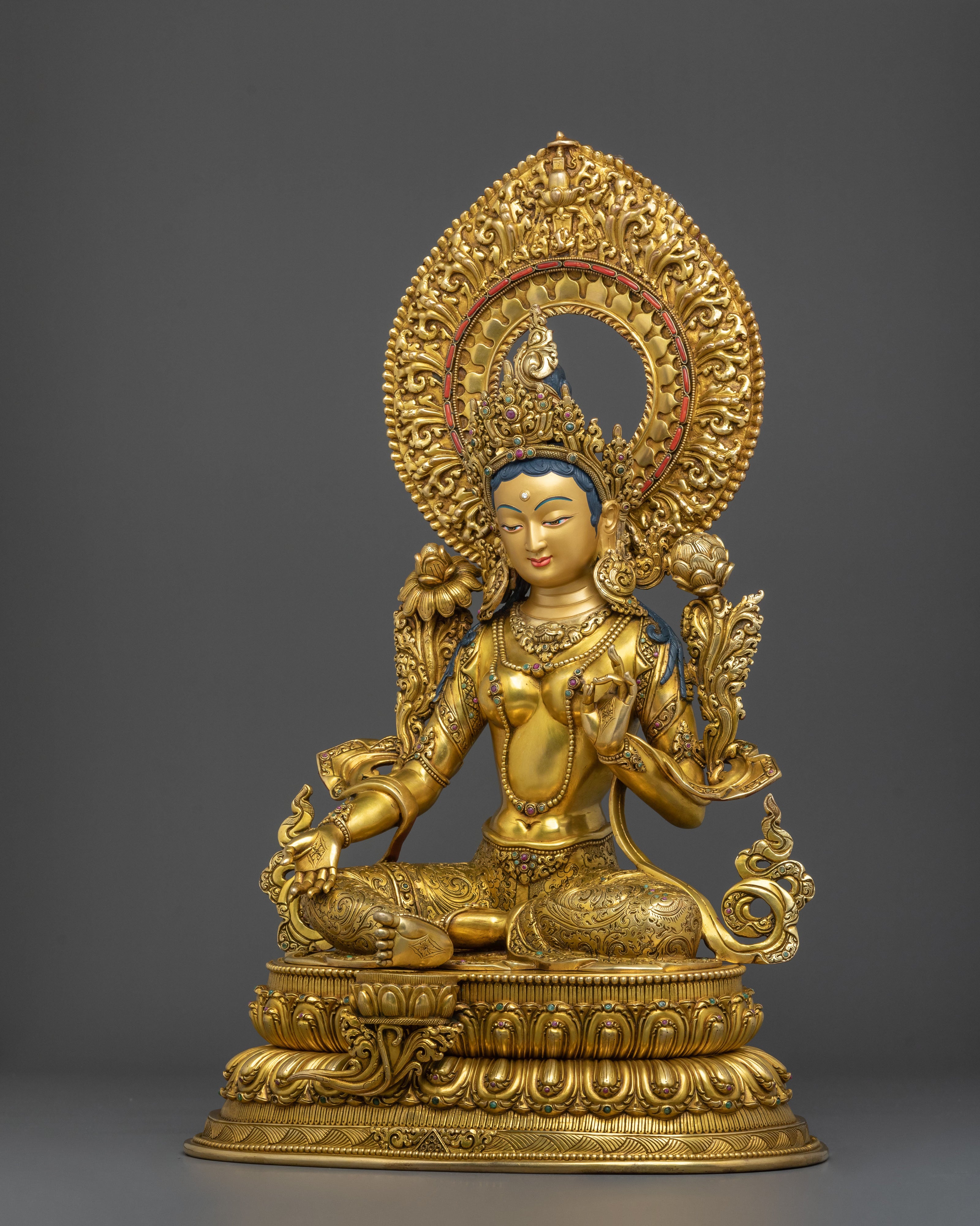Tibetan Goddess Green Tara Statue | Buddhist Shrine