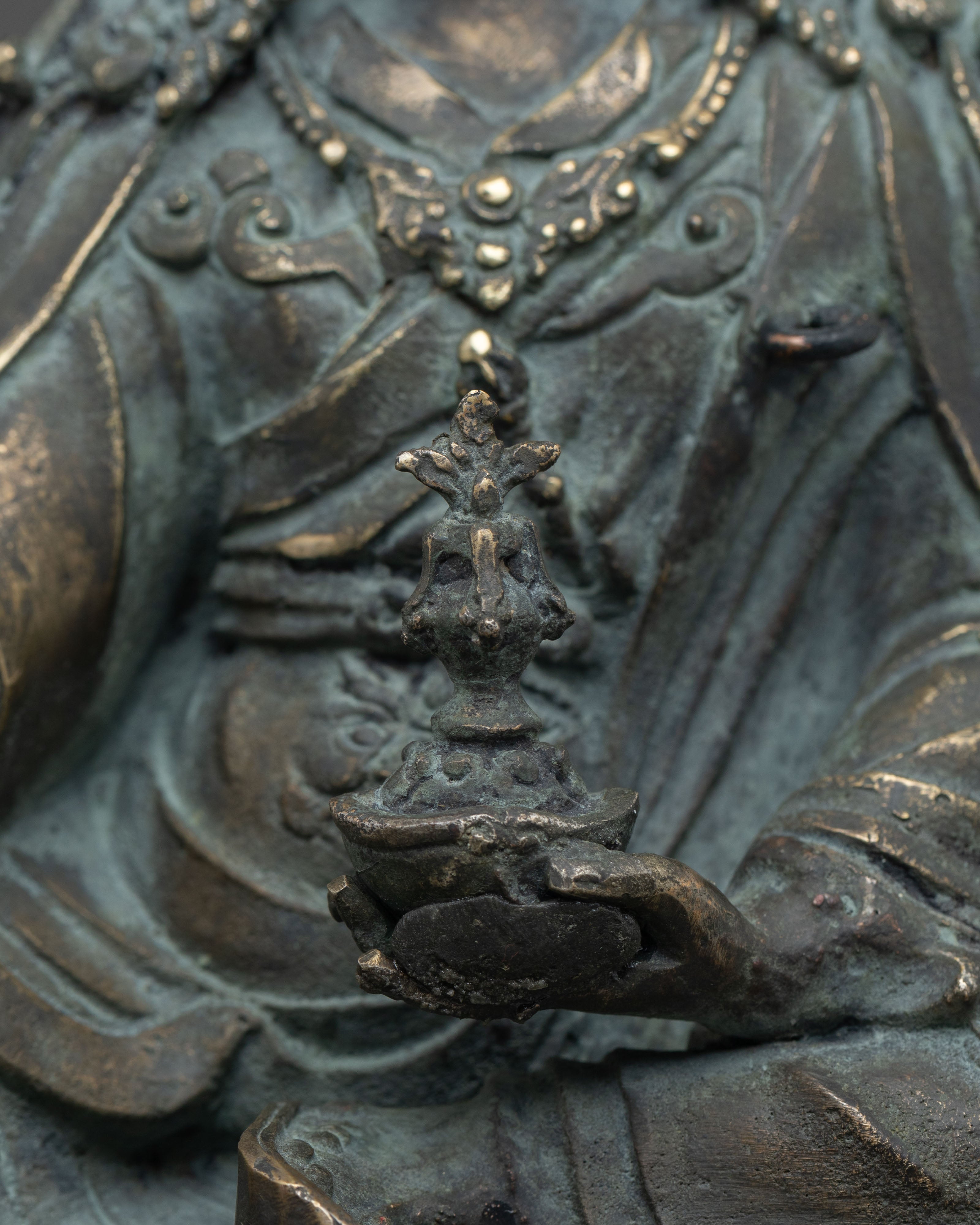 Guru Rinpoche Handmade Copper Statue with Antique Finish