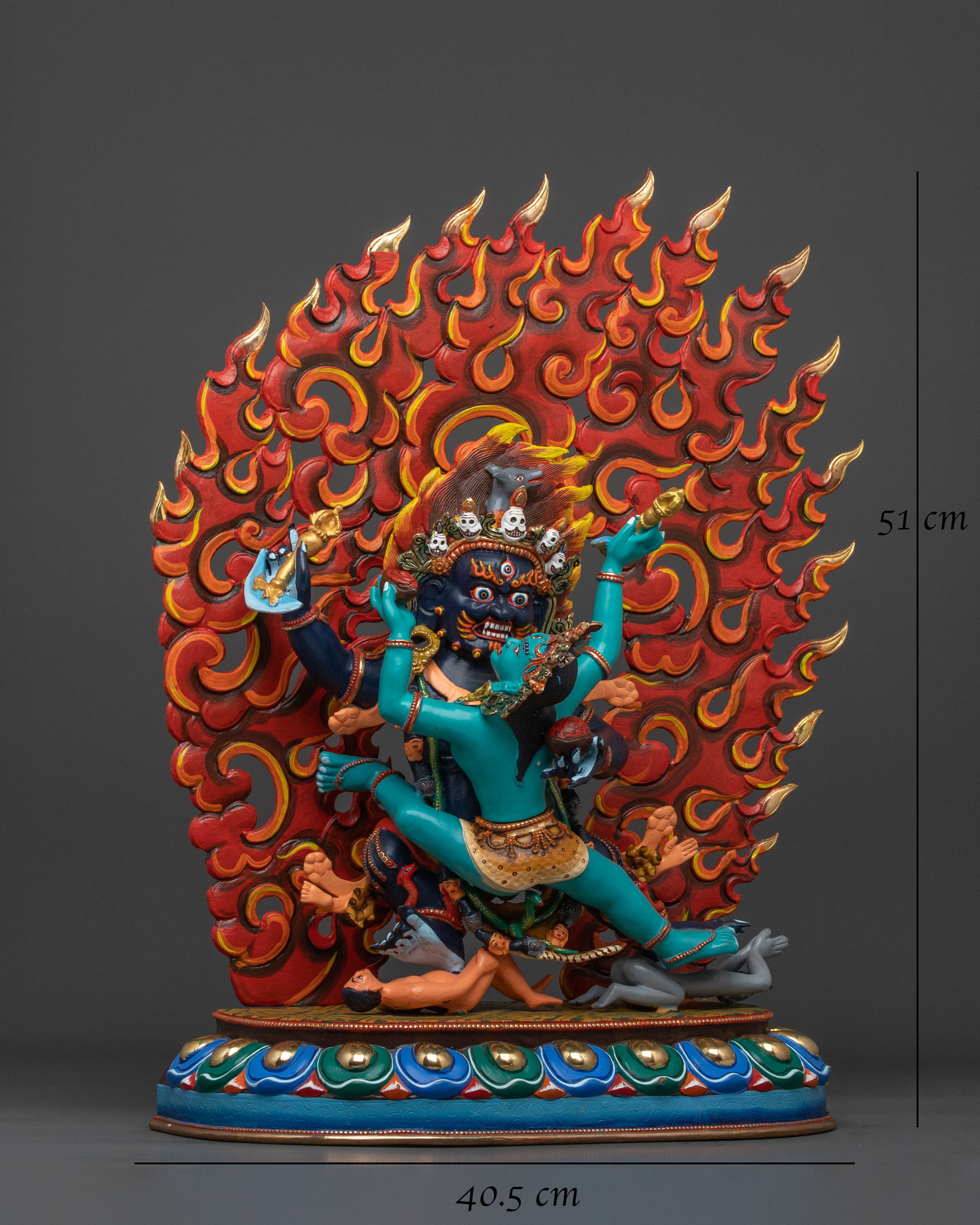 Mahakala Bernakchen Statue With Consort | Wrathful Protector