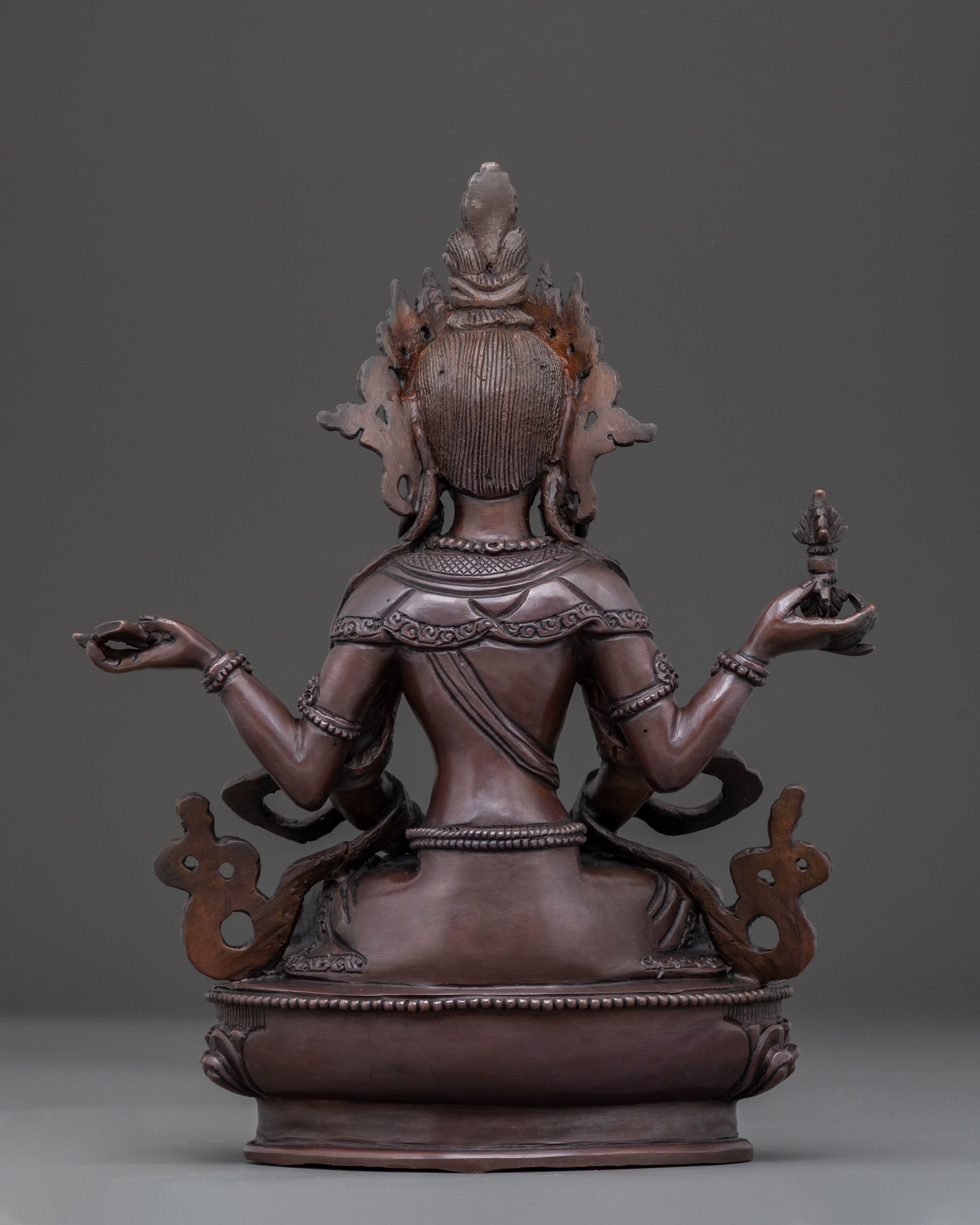 Prajnaparamita Sacred Statue in Oxidized Copper