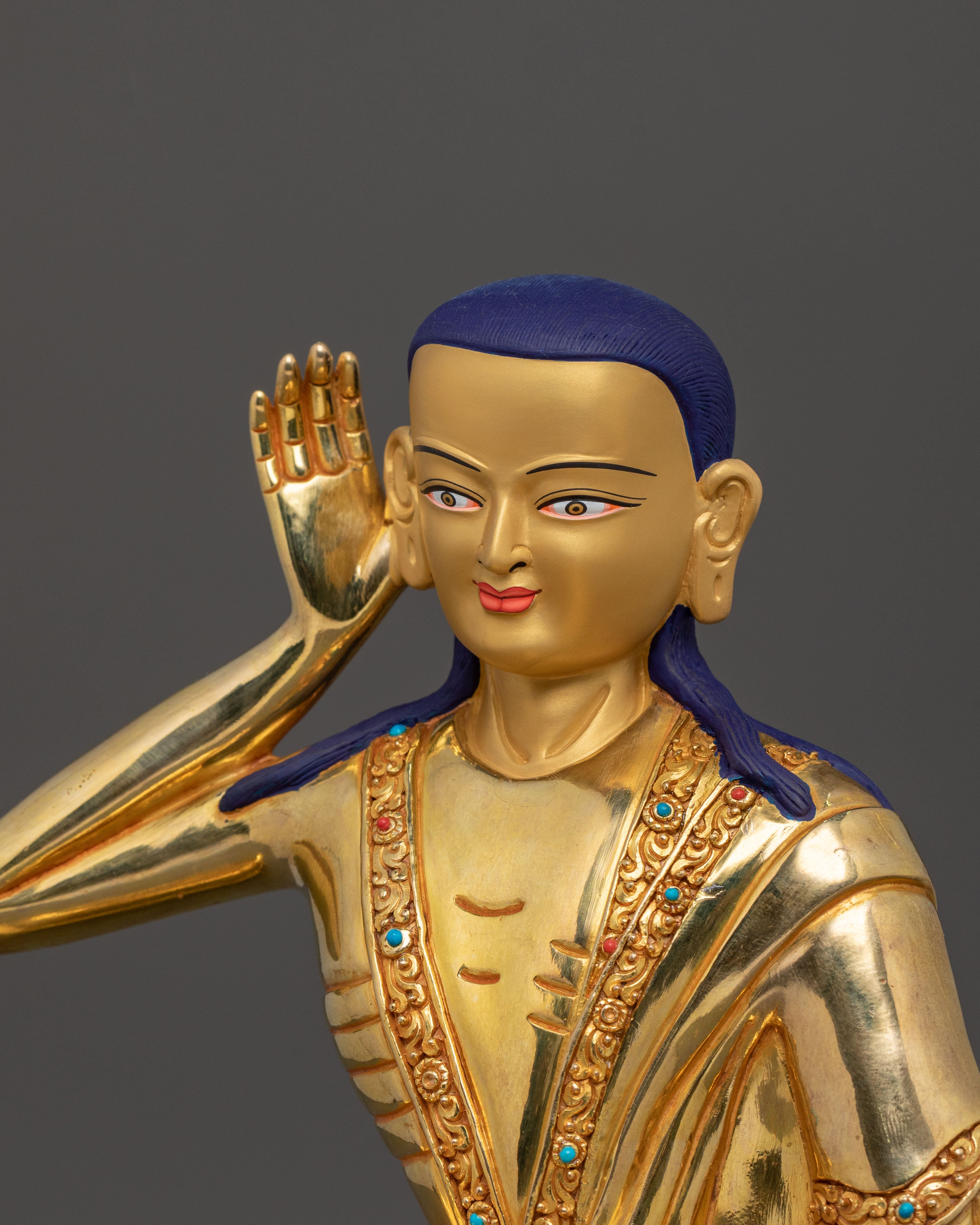Milarepa Meditation Statue | 24K Gold Gilded