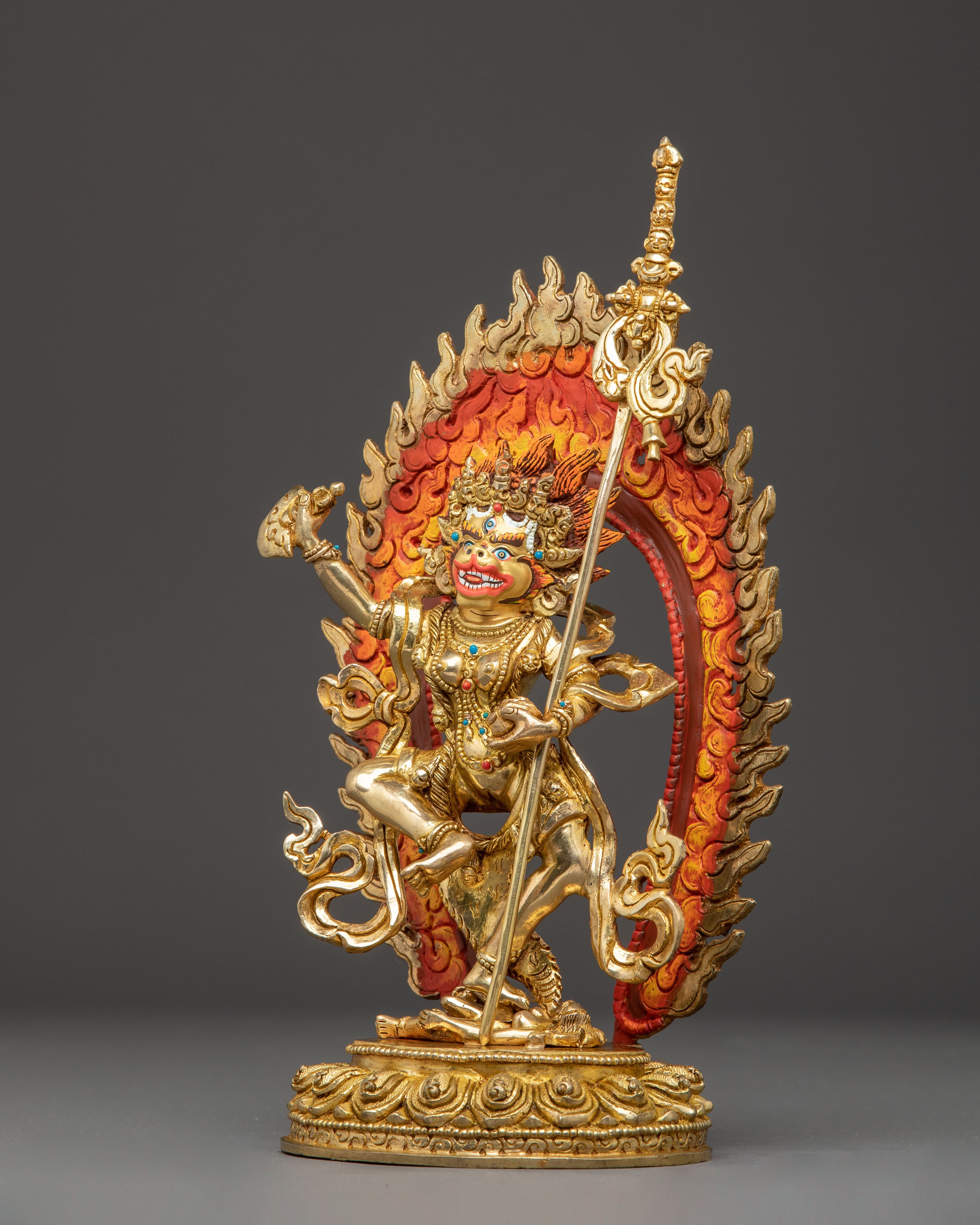 Handcrafted Dharma Protector Simhamukha Statue