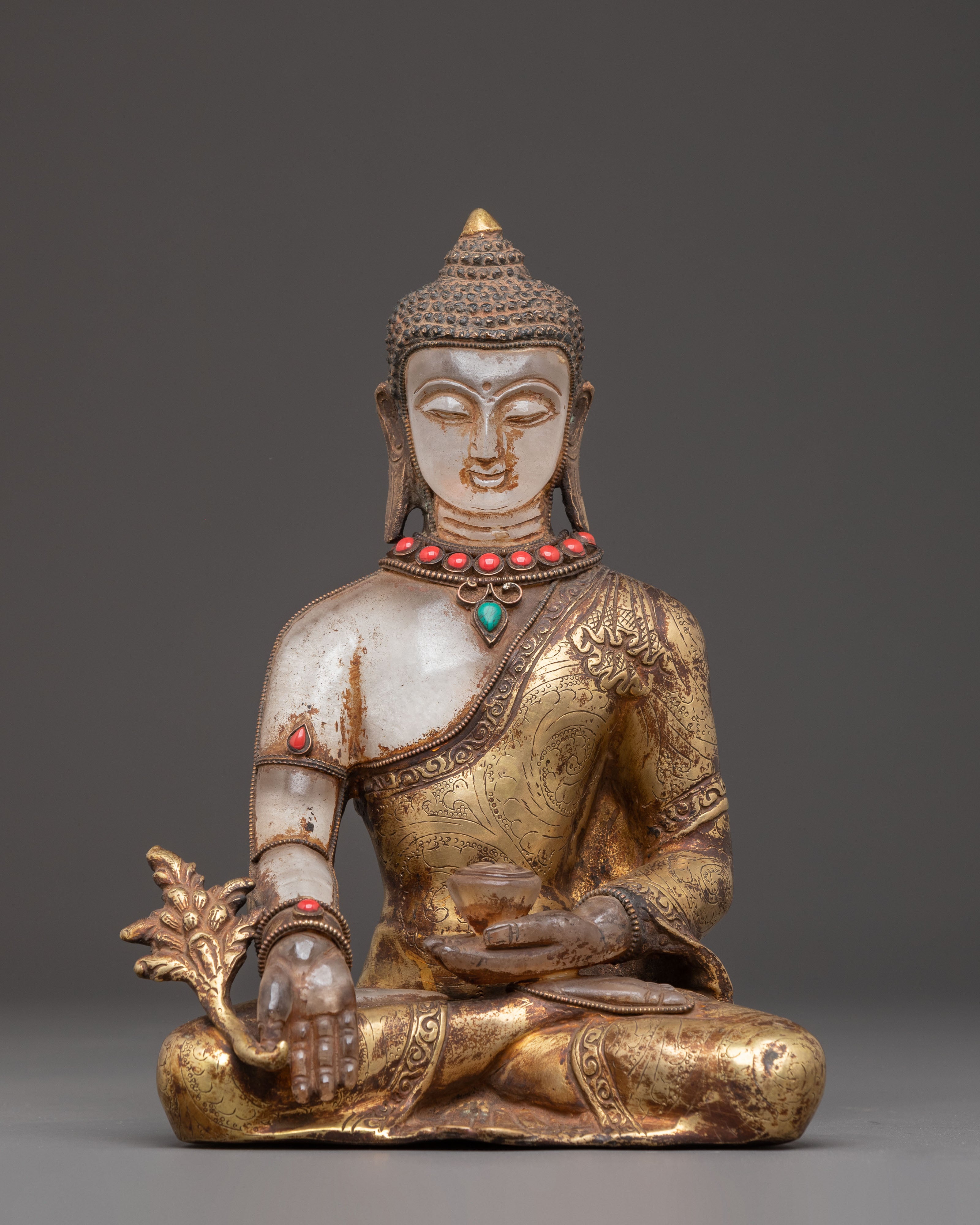 Golden Handmade Statue of Medicine Buddha 