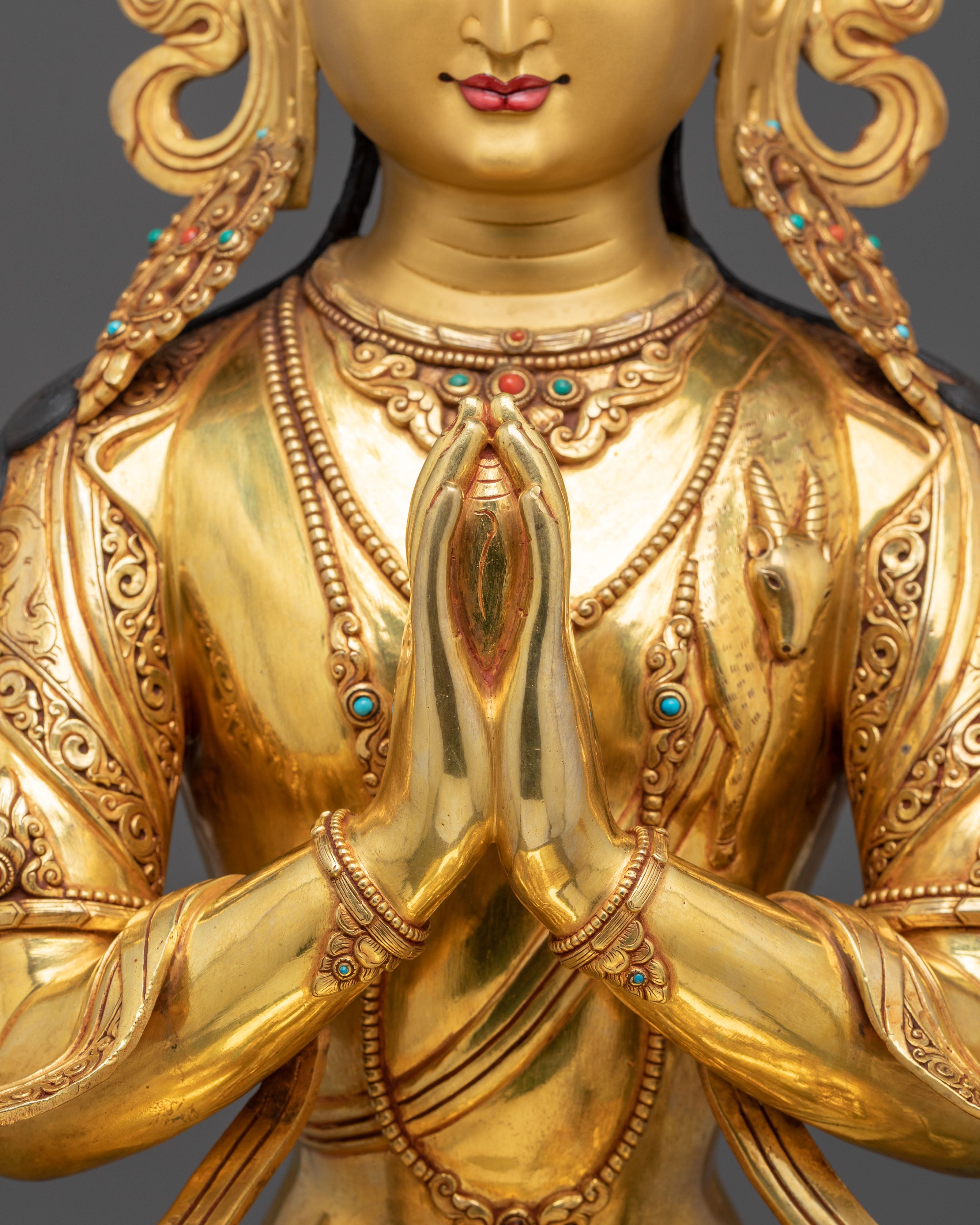 Four-Armed Chenrezig Statue | Exquisite 24K Gold Gilded Sculpture