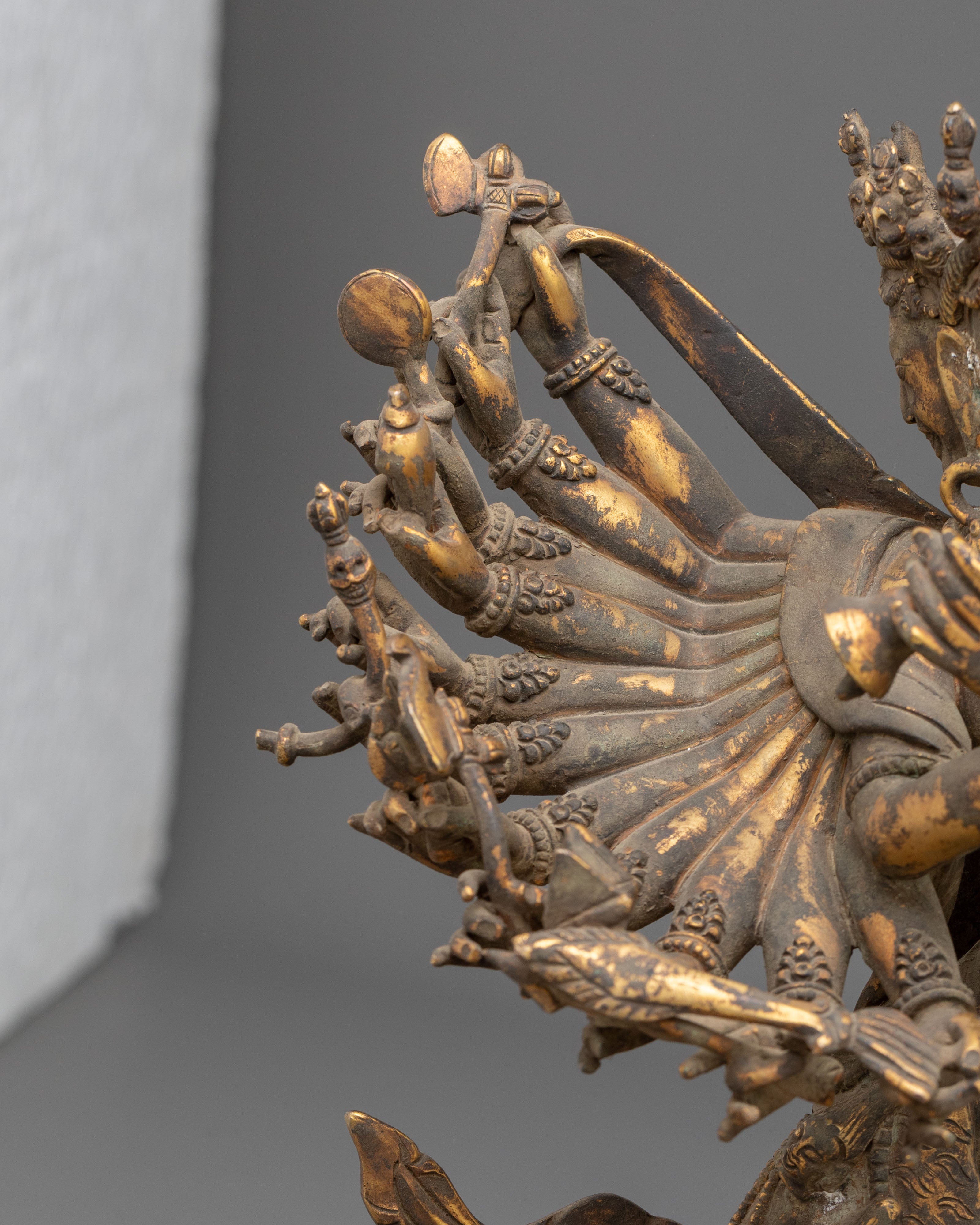 Kalachakra Sacred Statue | Antique Finish Copper Vajrayana Sculpture
