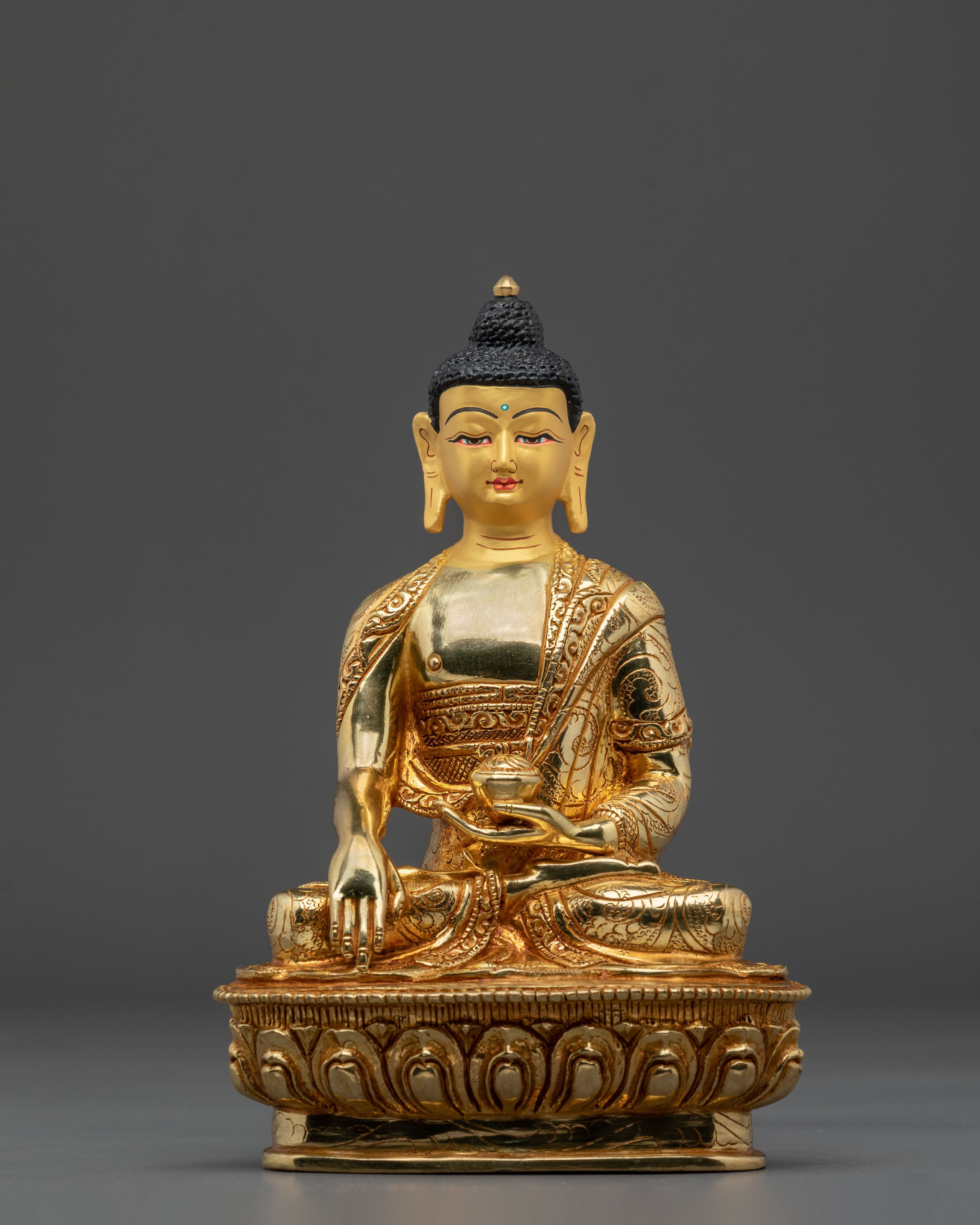 Shakyamuni Buddha Buddhist Sage Sculpture | 24K Gold Gilded