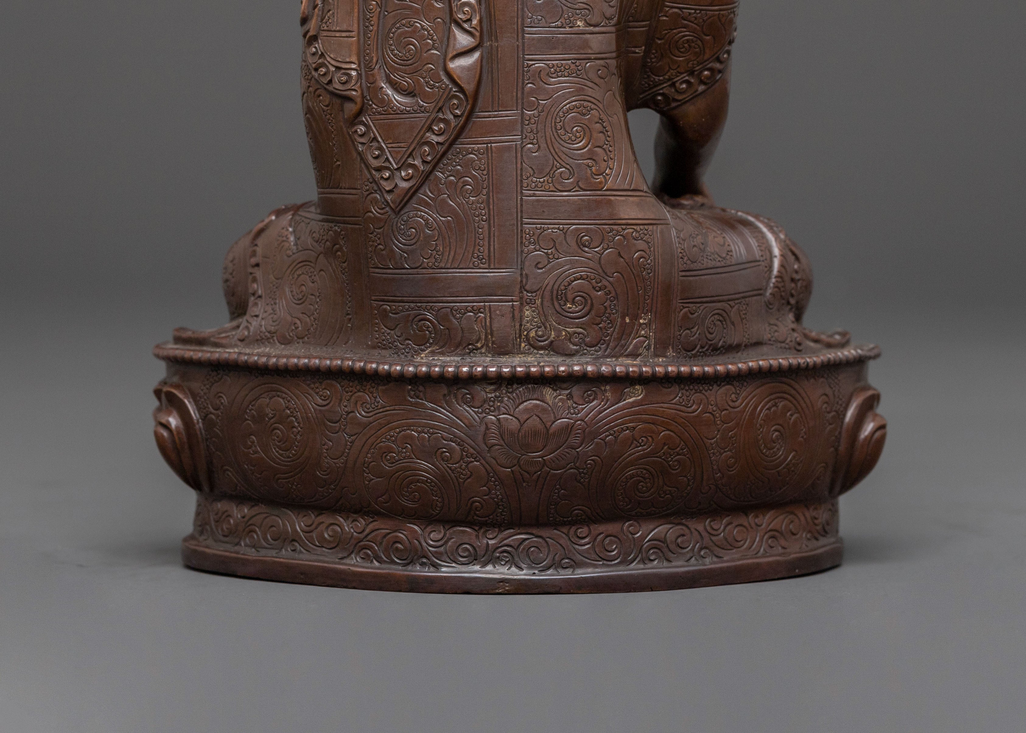 Shakyamuni Buddha: Serene Oxidized Copper Statue