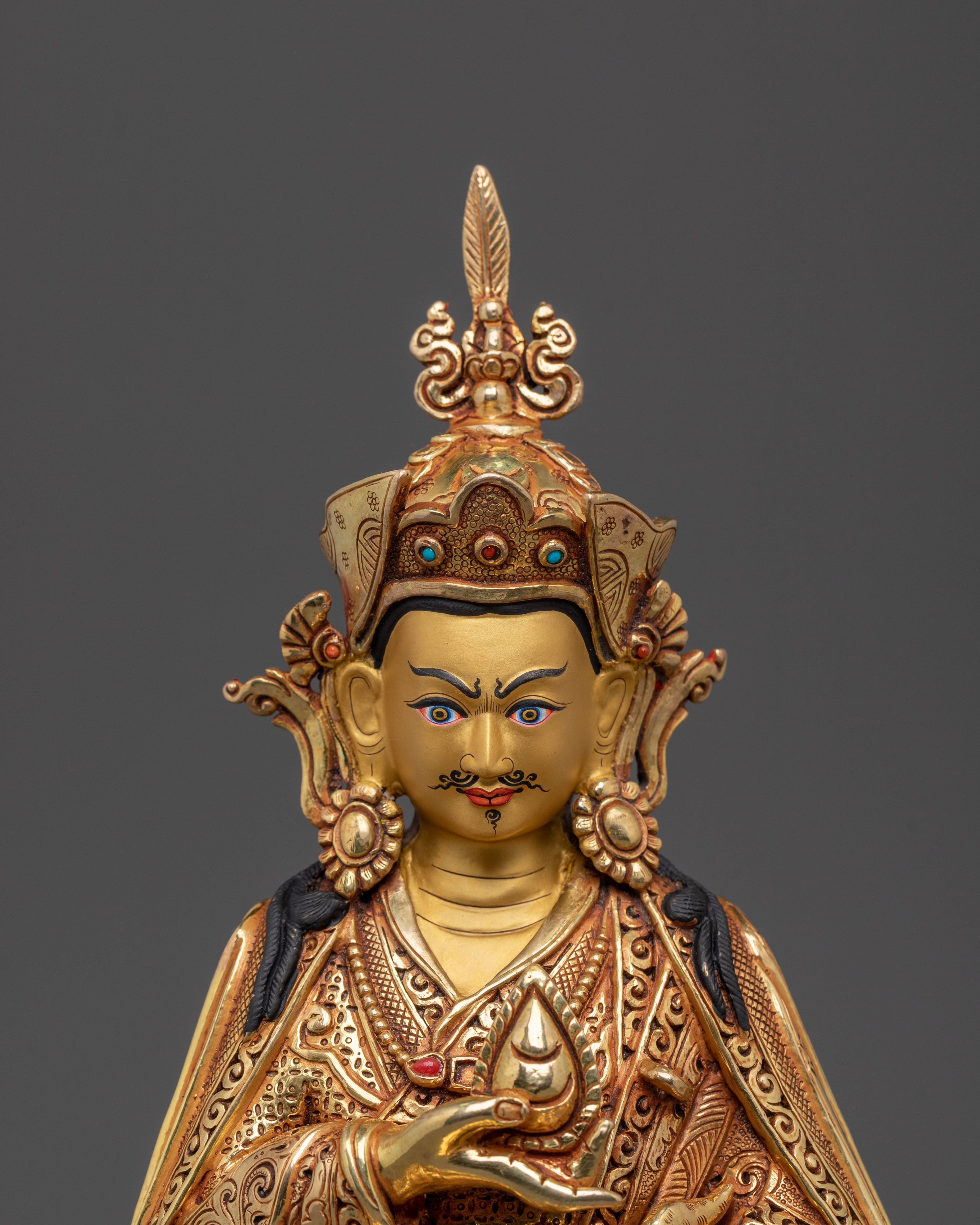 Guru Orgyen Norlha Statue | 24K Gold Gilded Buddhist Master