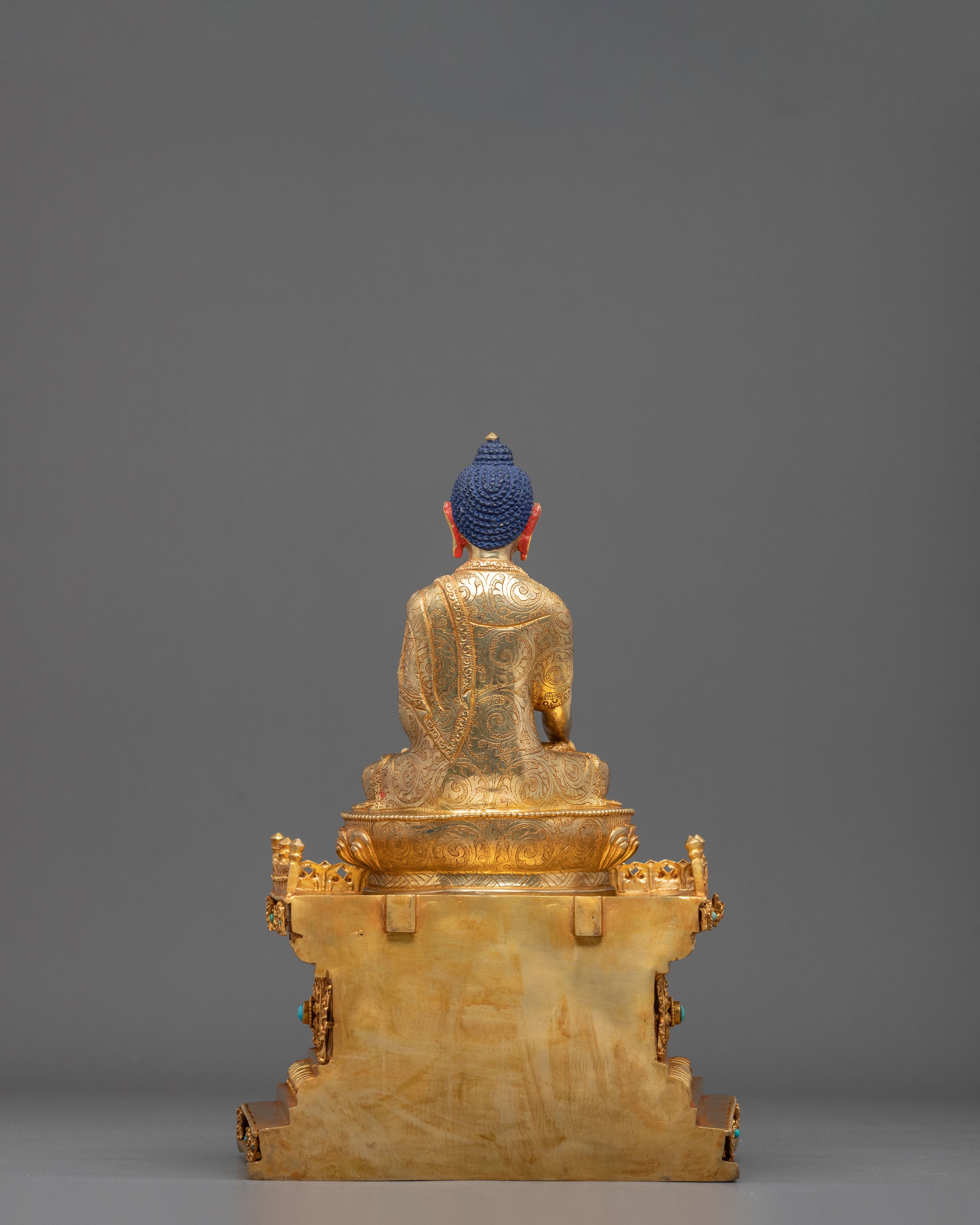 Shakyamuni Buddha Sacred Sculpture with Throne | Symbol of Wisdom Peace