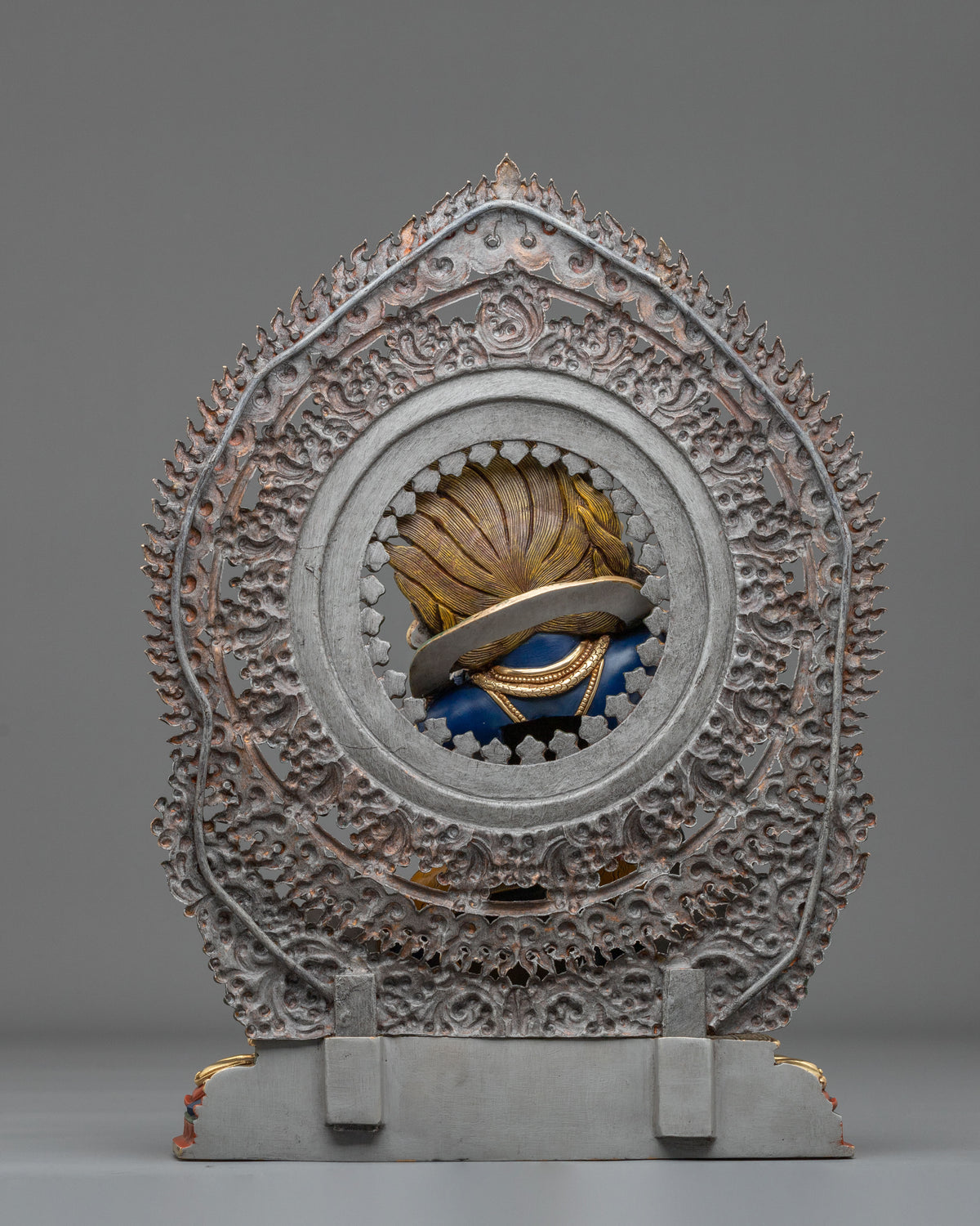 Copper Vajrapani Statue with Gold and Acrylic Painting | Buddhist Guardian
